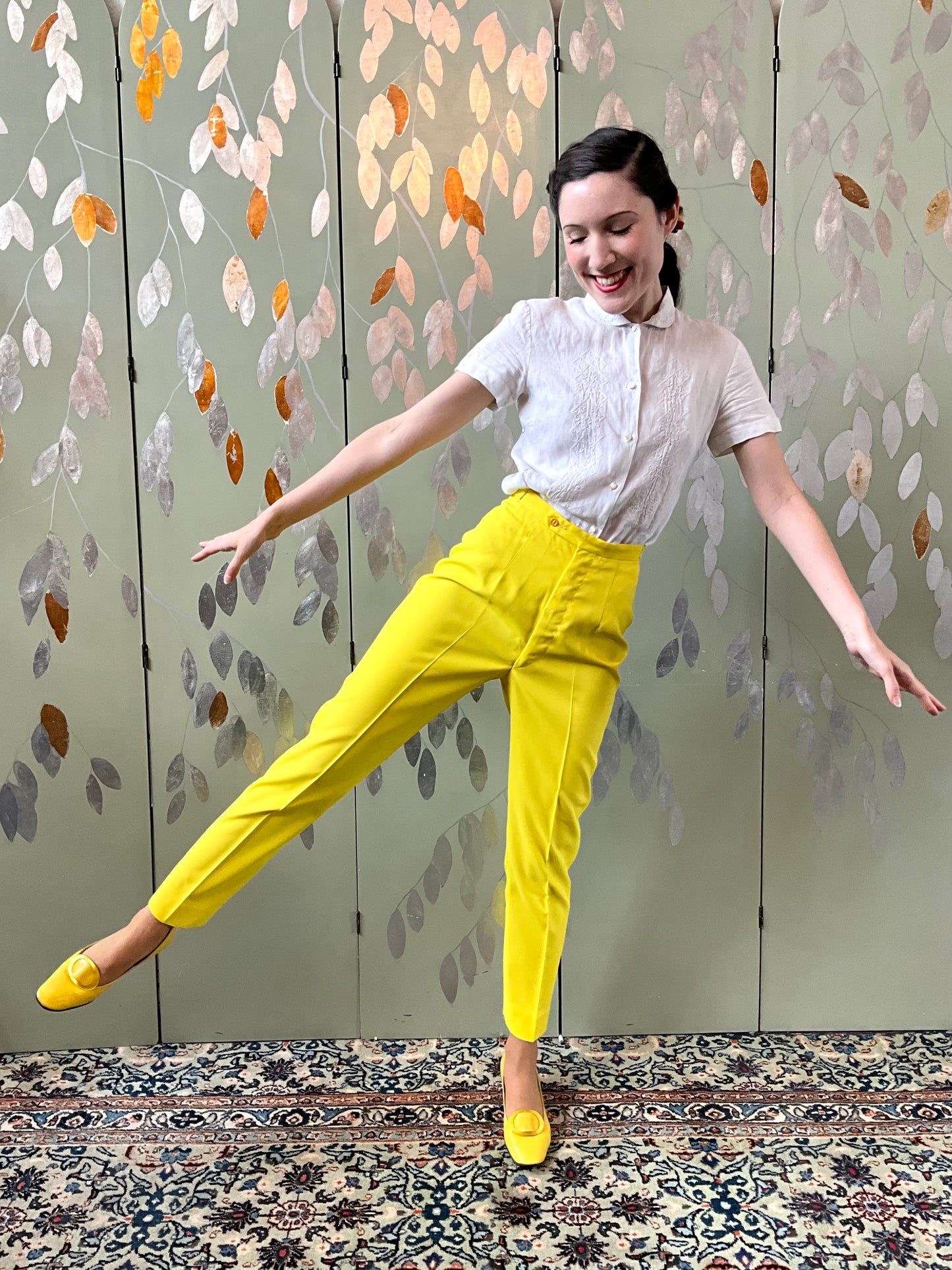 Vintage 1960s Canary Yellow Cigarette Pants, XXS