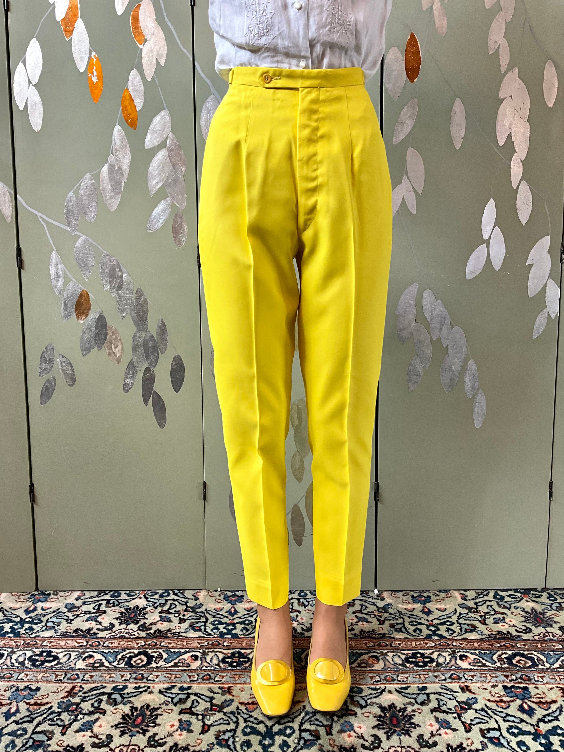 Vintage 1960s Canary Yellow Cigarette Pants, XXS