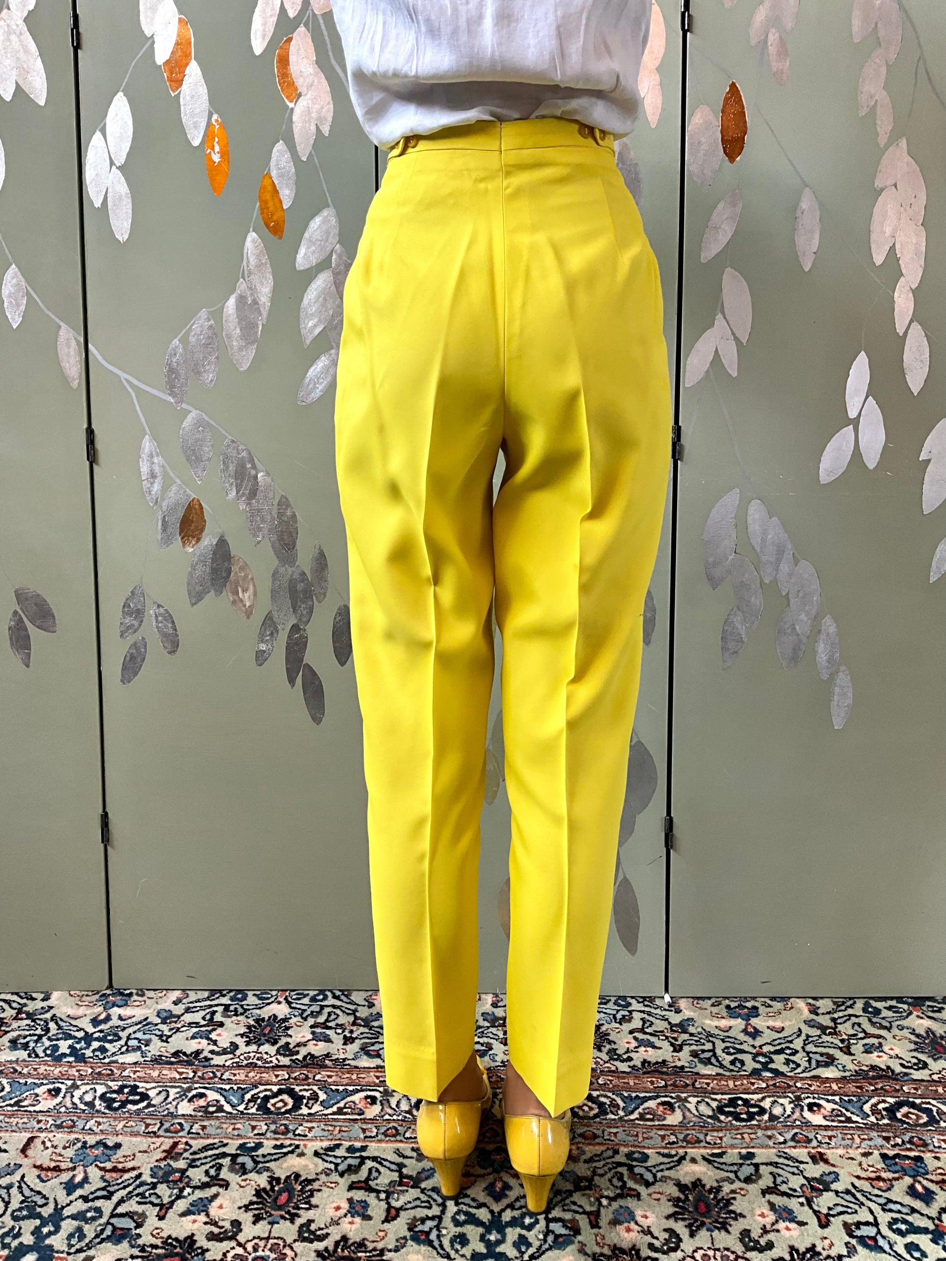 Vintage 1960s Canary Yellow Cigarette Pants, XXS