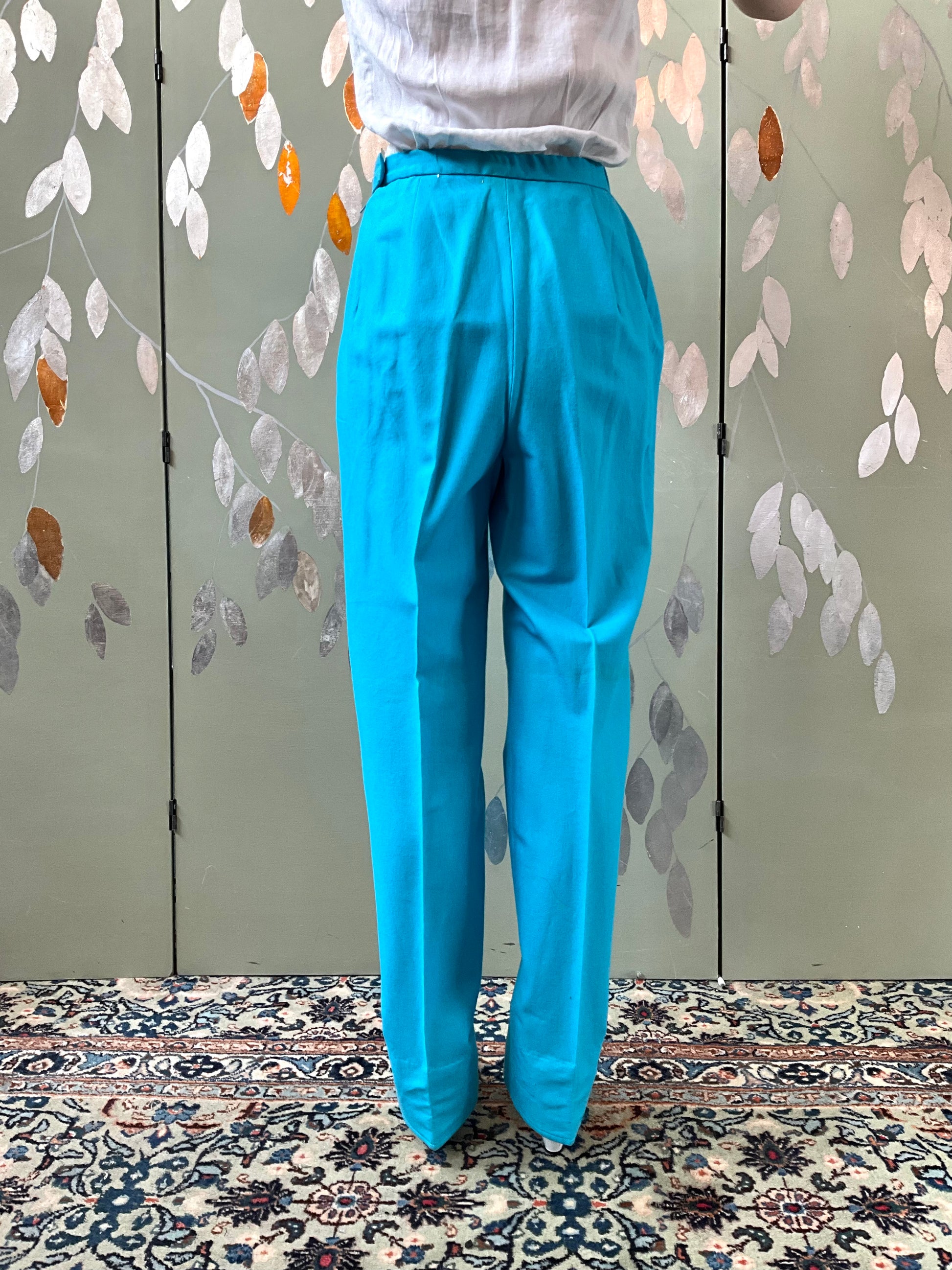 Vintage 1960s Aqua Blue Stirrup Pants, XS