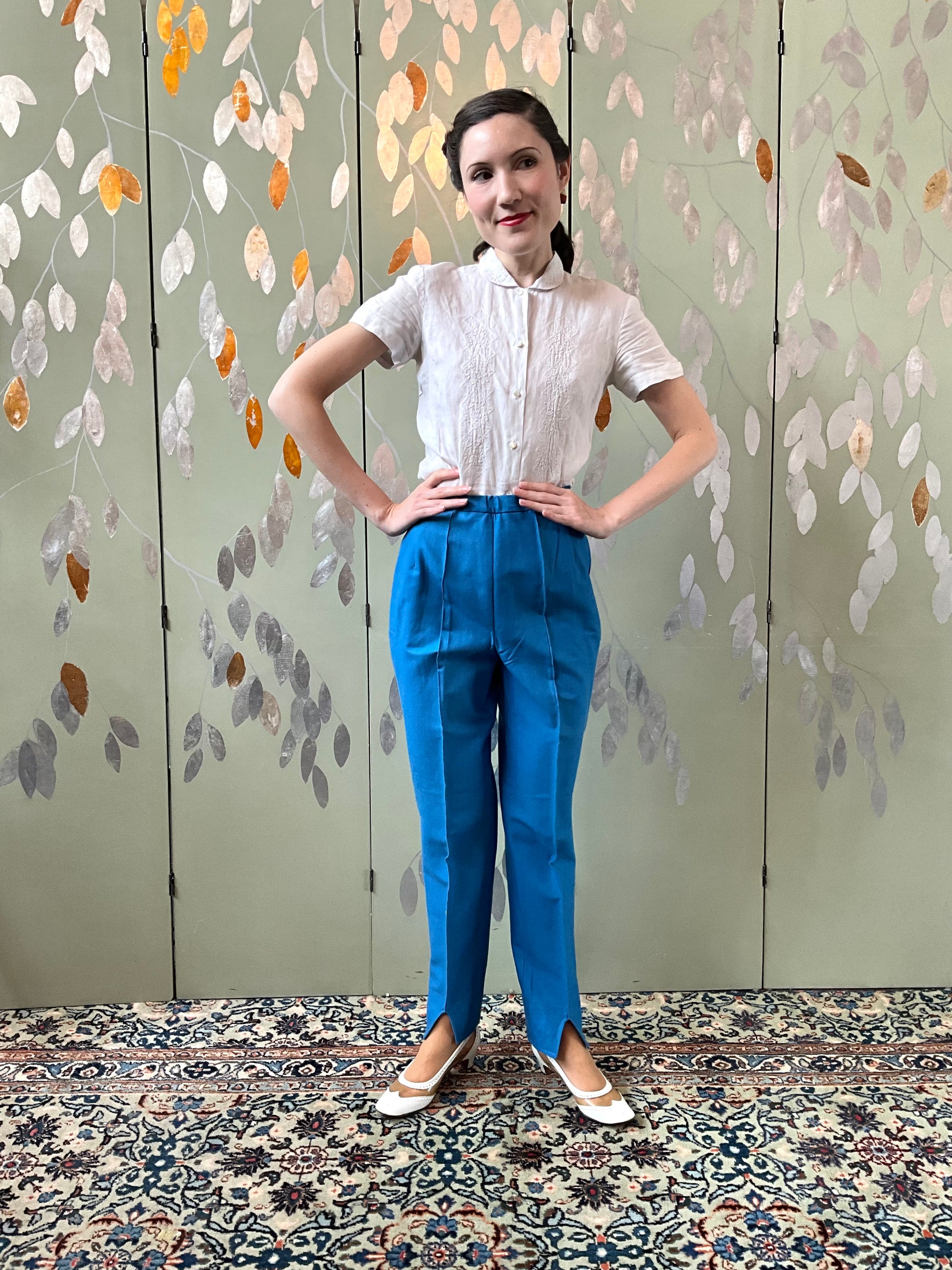 Vintage 1960s Cerulean Blue Stirrup Pants, S & XS Small Vintage 1960s Cerulean Blue Stirrup Pants, S & XS Small