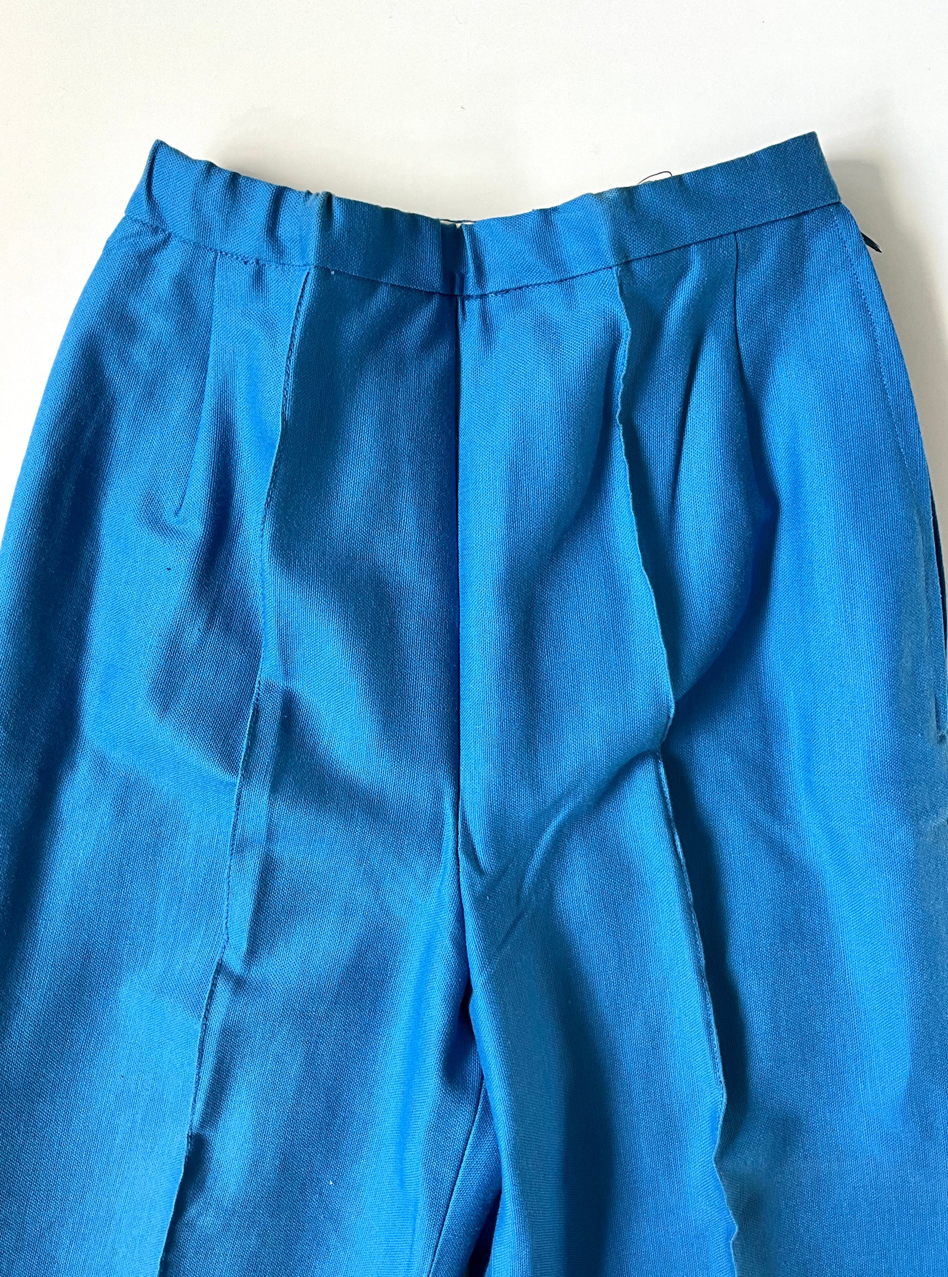 Vintage 1960s Cerulean Blue Stirrup Pants, XS