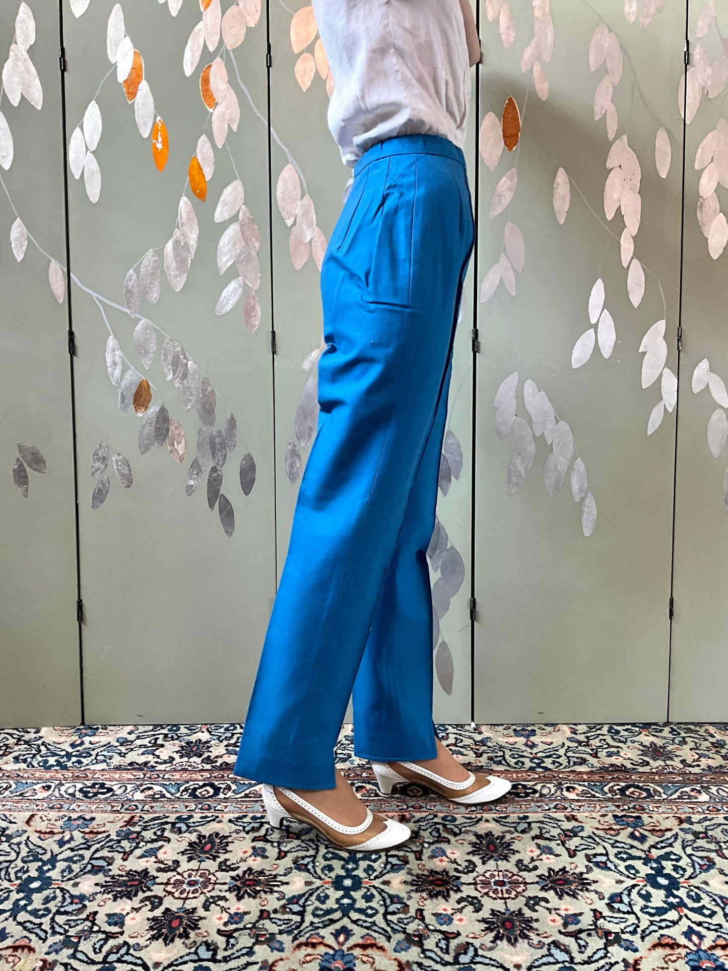 Vintage 1960s Cerulean Blue Stirrup Pants, XS