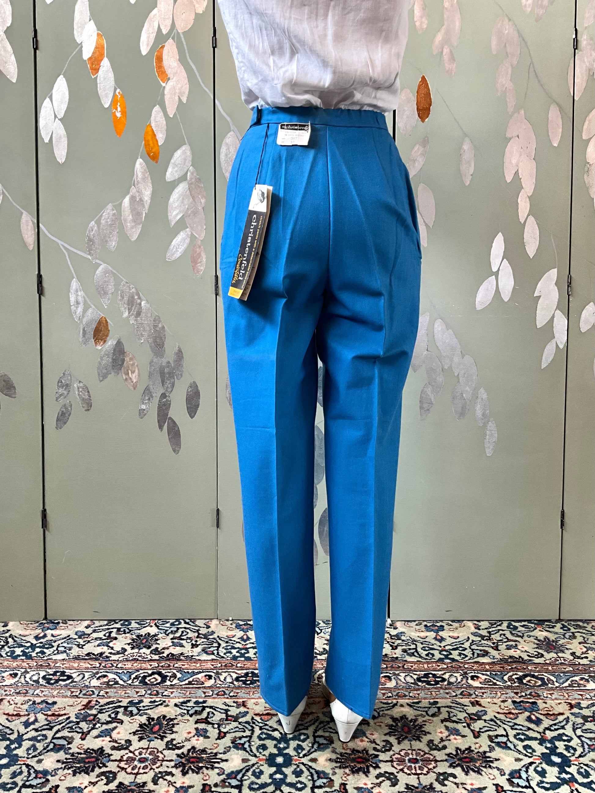 Vintage 1960s Cerulean Blue Stirrup Pants, XS