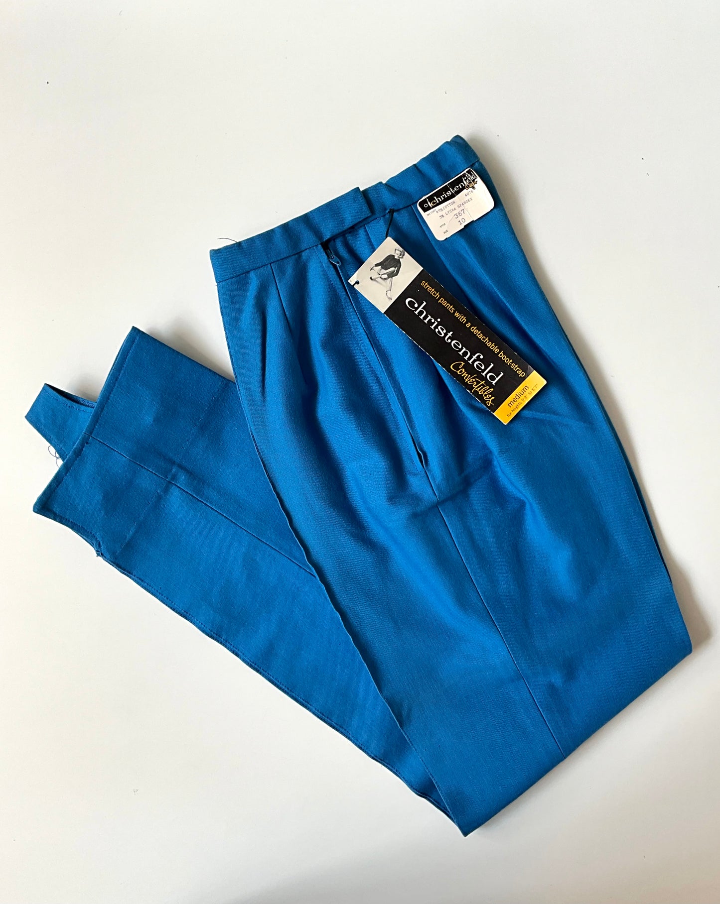 Vintage 1960s Cerulean Blue Stirrup Pants, XS