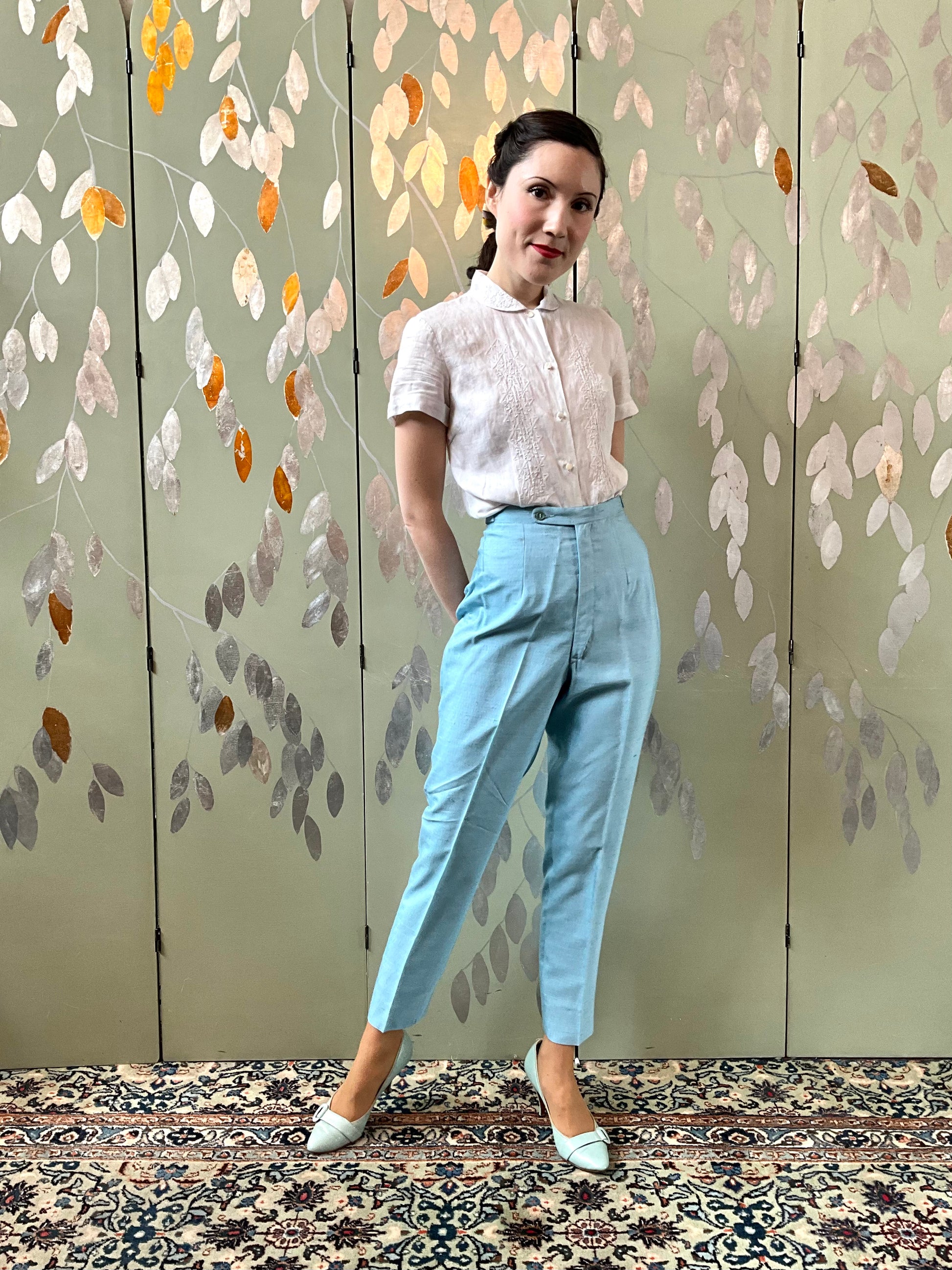 Vintage 1960s Baby Blue Cigarette Pants XXS