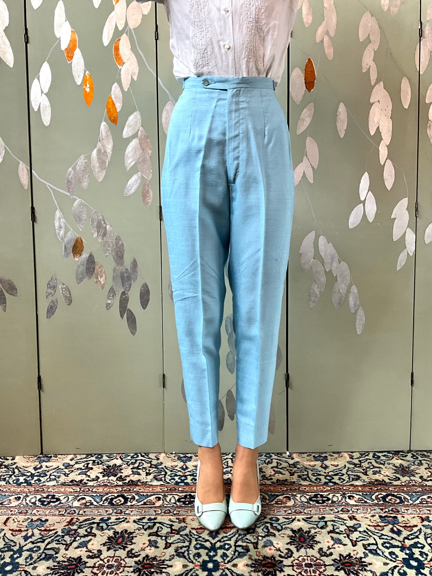 Vintage 1960s Baby Blue Cigarette Pants, XXS