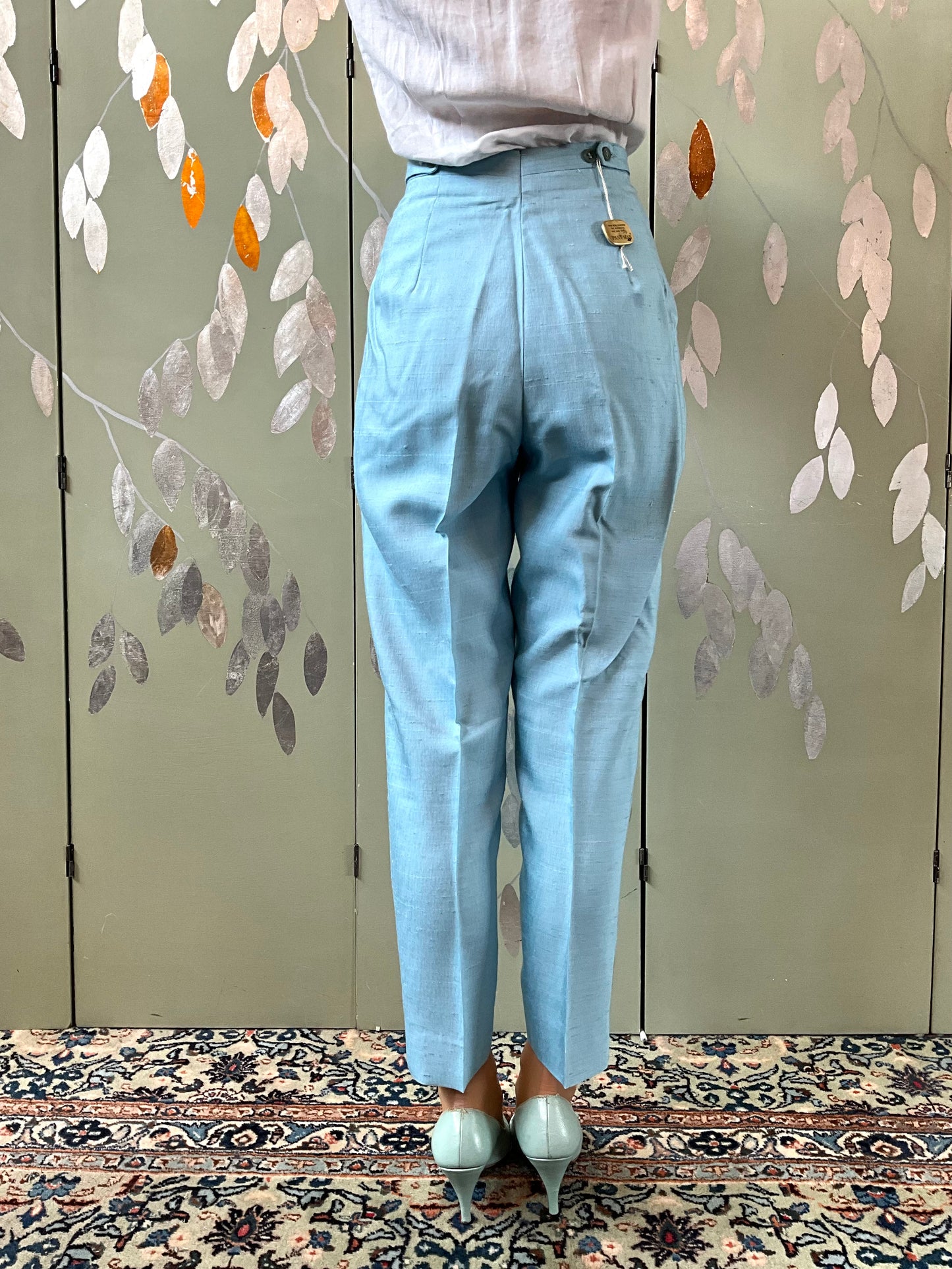 Vintage 1960s Baby Blue Cigarette Pants, XXS