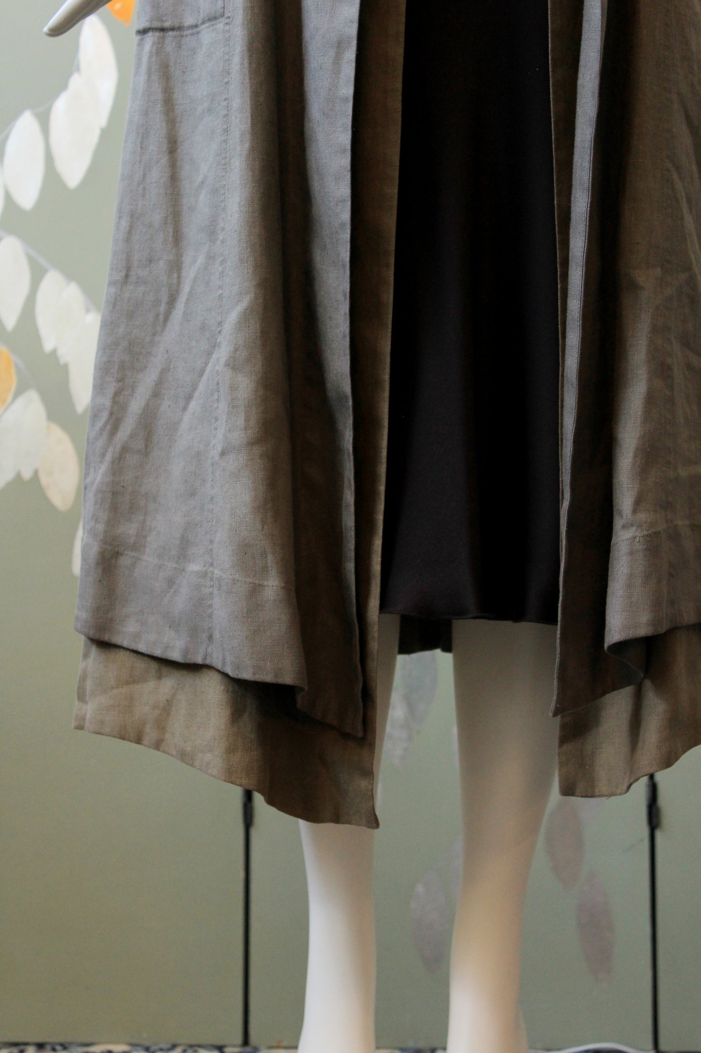 1990s Nina Mdvani Timeless Grey Linen Collared Jacket Jacket, XS