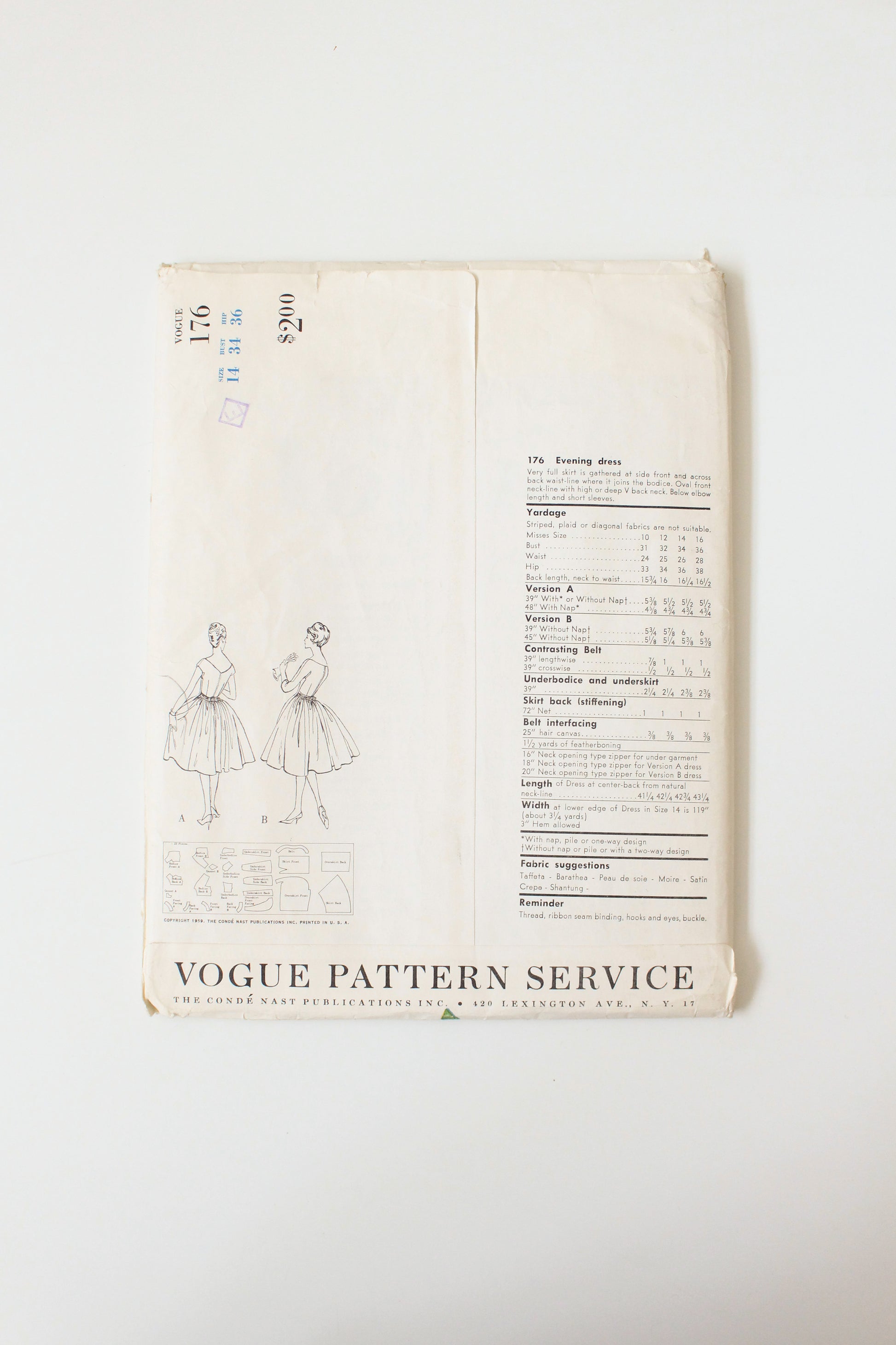 1950s Rare Flared Dress Vogue Couturier Design 176 Sewing Pattern, Unc Ian Drummond Vintage 1950s Rare Flared Dress Vogue Couturier Design 176 Sewing Pattern, Unc Ian Drummond Vintage