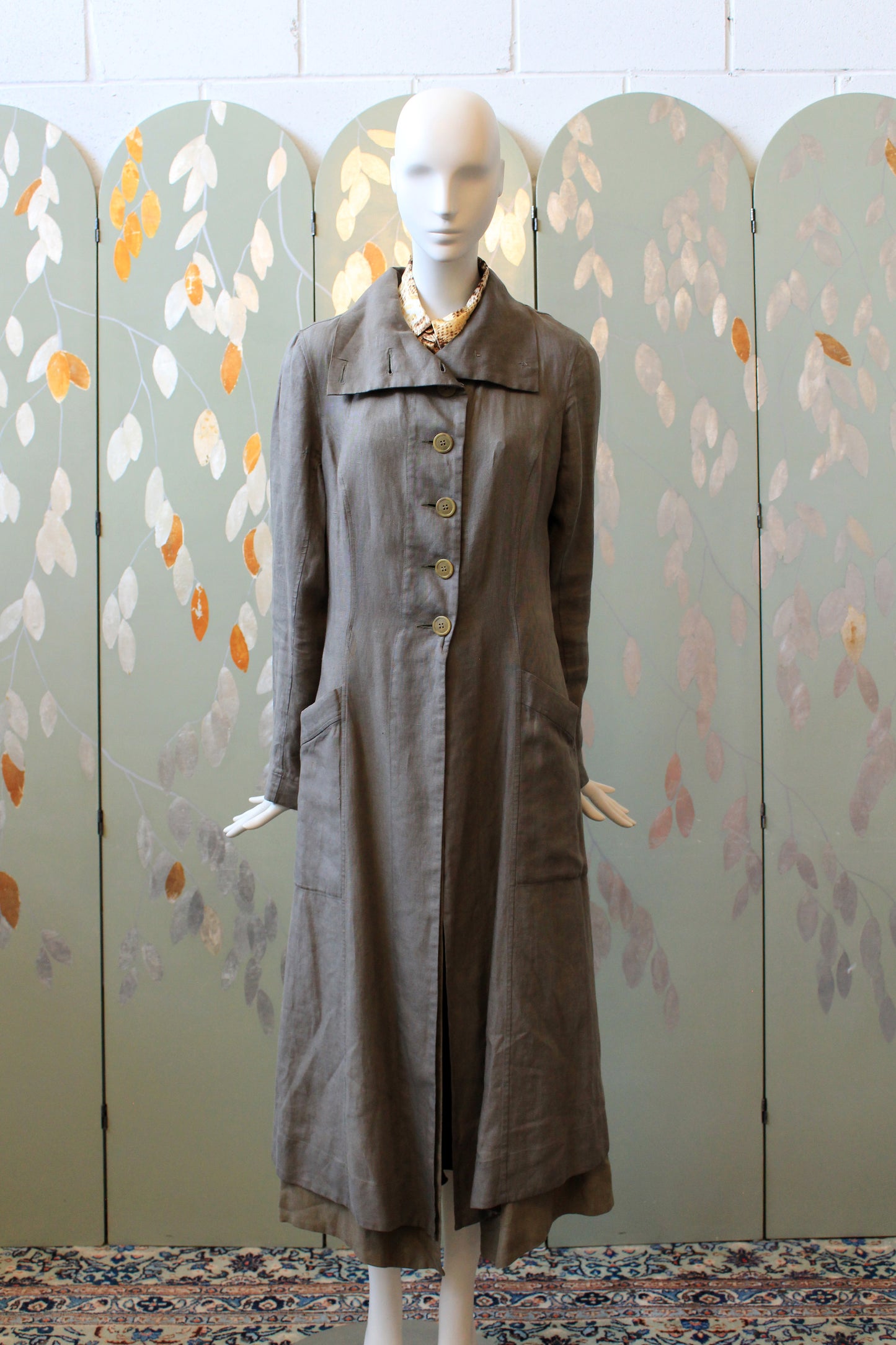 1990s Nina Mdvani Timeless Grey Linen Collared Jacket Jacket, XS