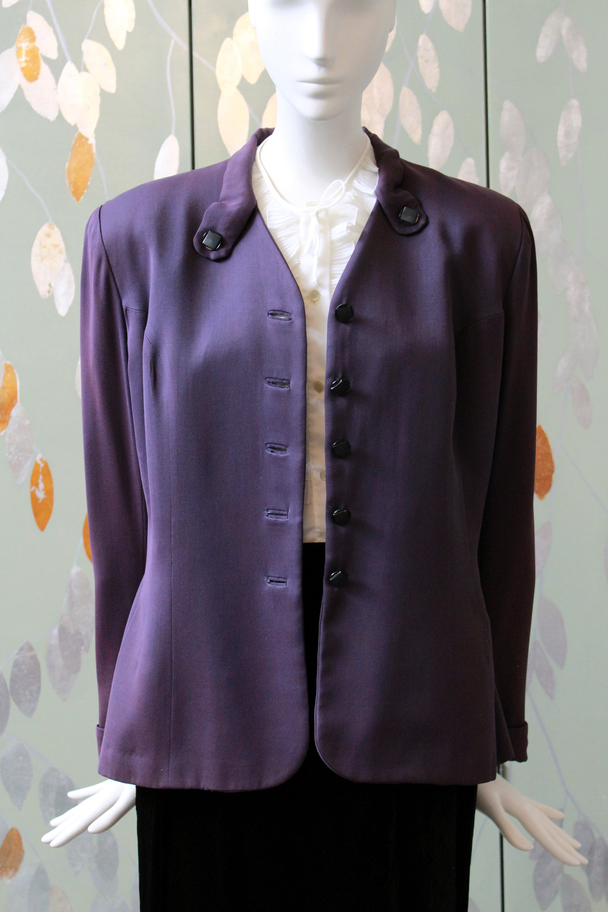 1950s Purple Collarless Blazer, Medium 