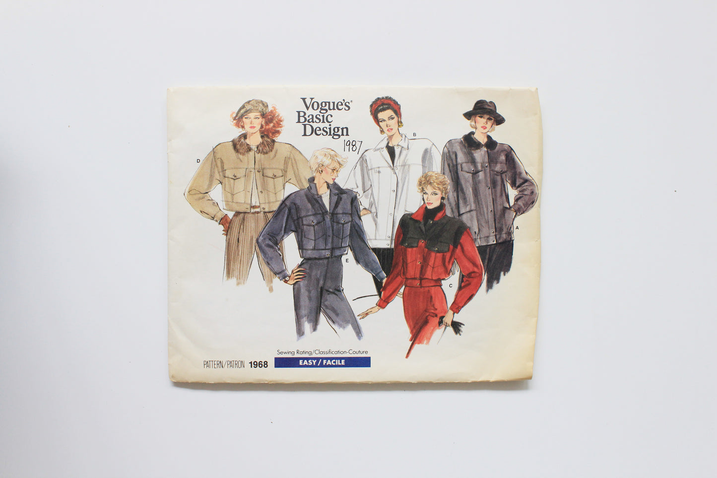 1980s Beginner Easy Miss Jacket Vogue Basic Design 1968 Sewing Pattern, Uncut Size 6