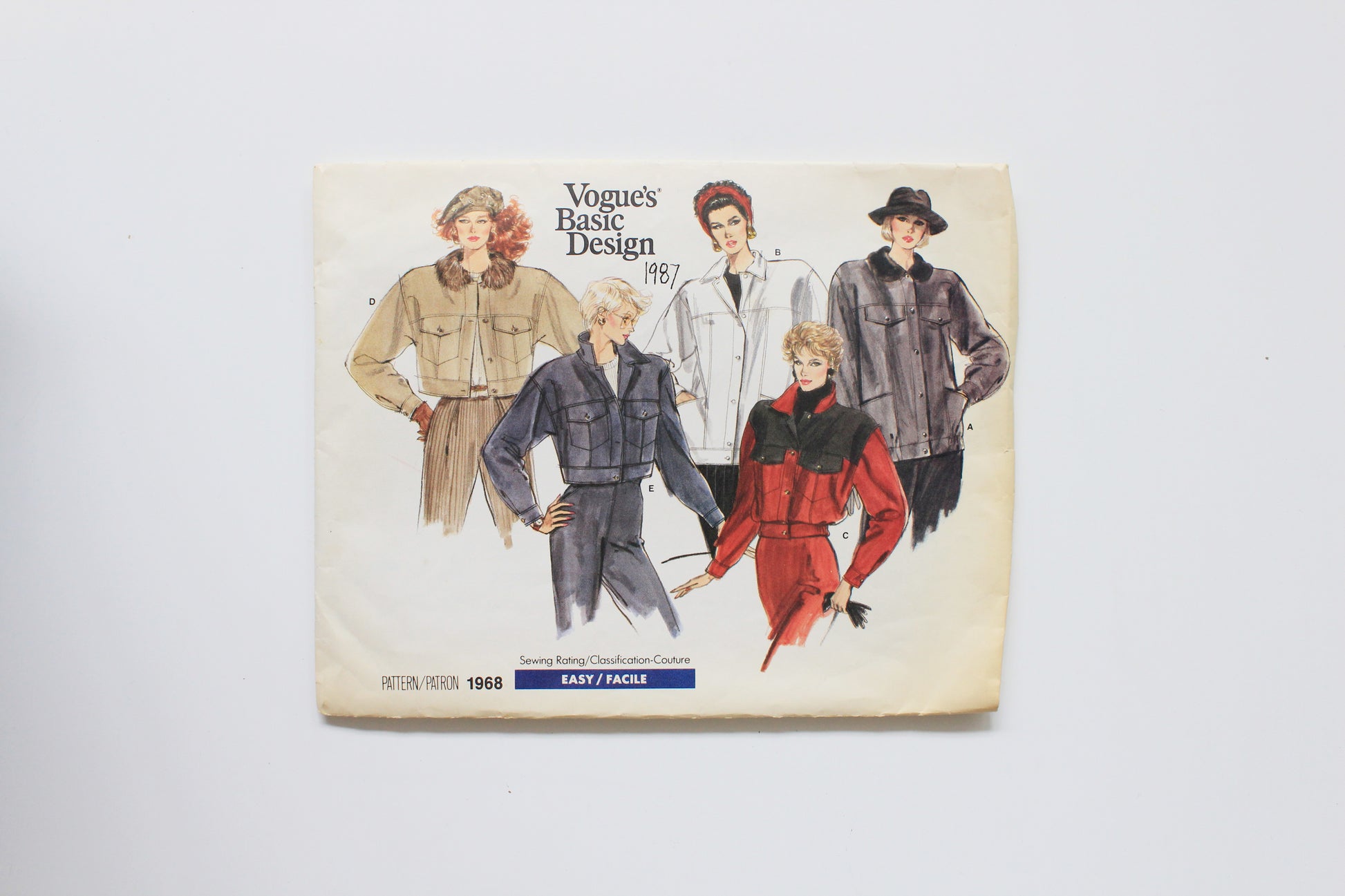 1980s Beginner Easy Miss Jacket Vogue Basic Design 1968 Sewing Pattern, Uncut Size 6