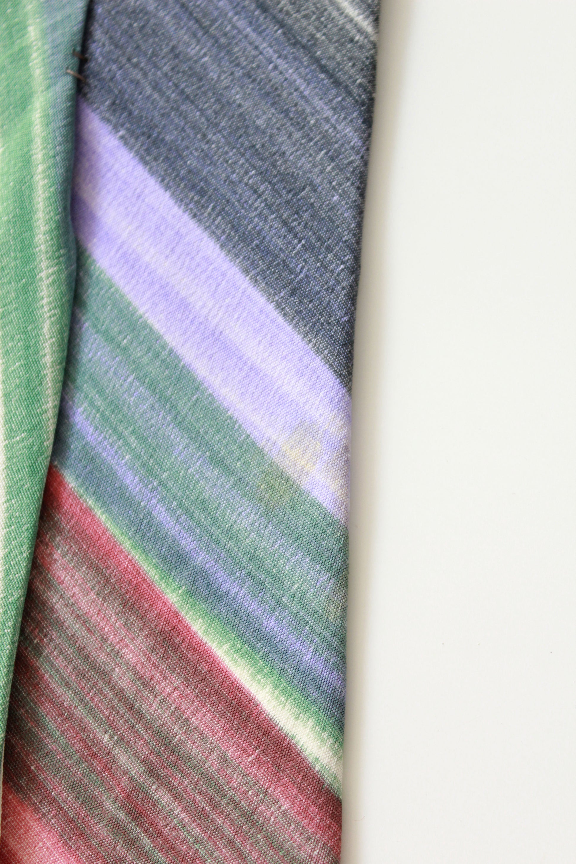 Vintage 1950s Purple/Green/Magenta/Grey Stripe Hand Painted Rayon Tie