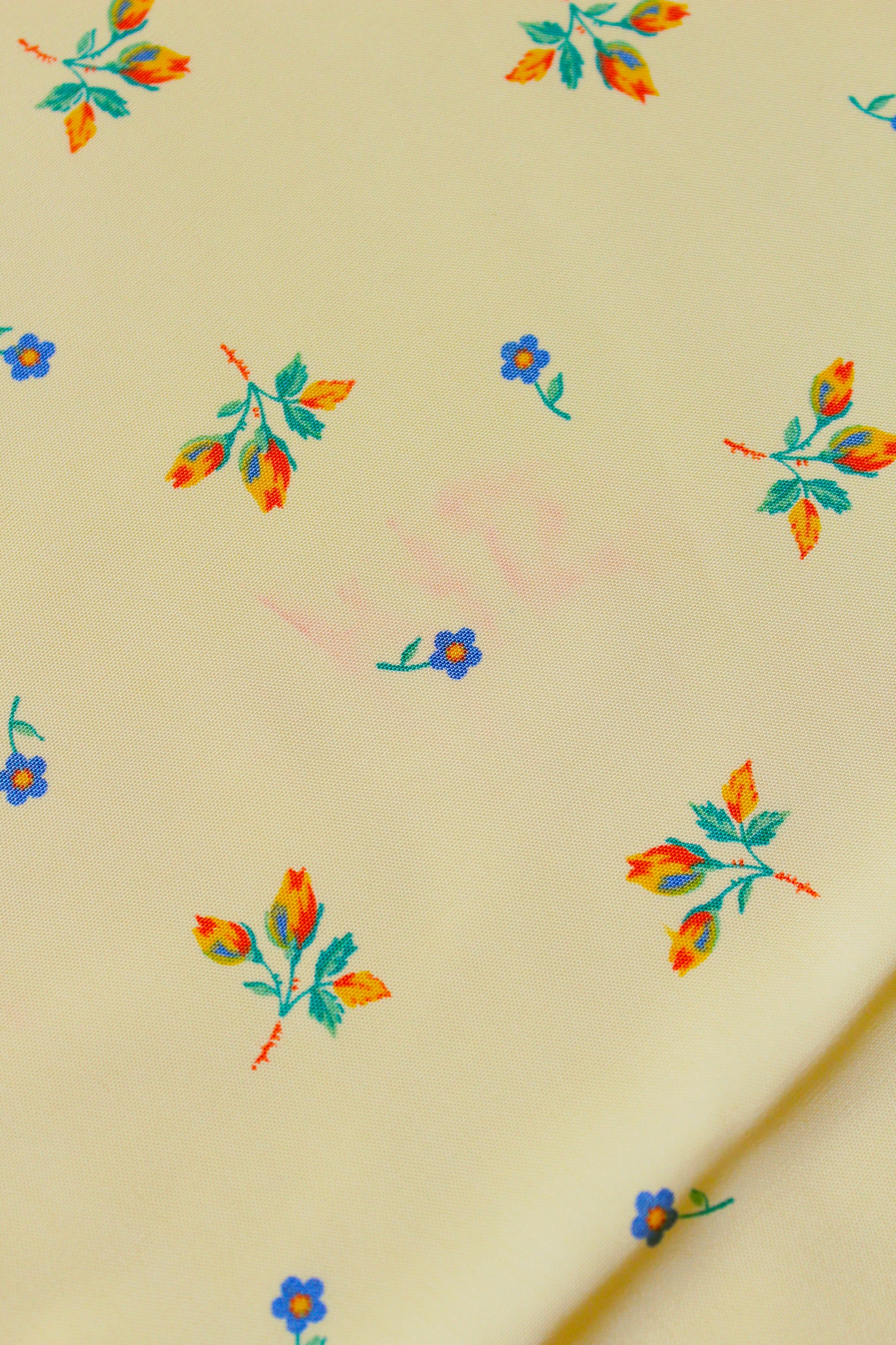 1940s Butter Yellow Small Ditsy Floral Print Rayon Sewing Fabric, 7 Yards