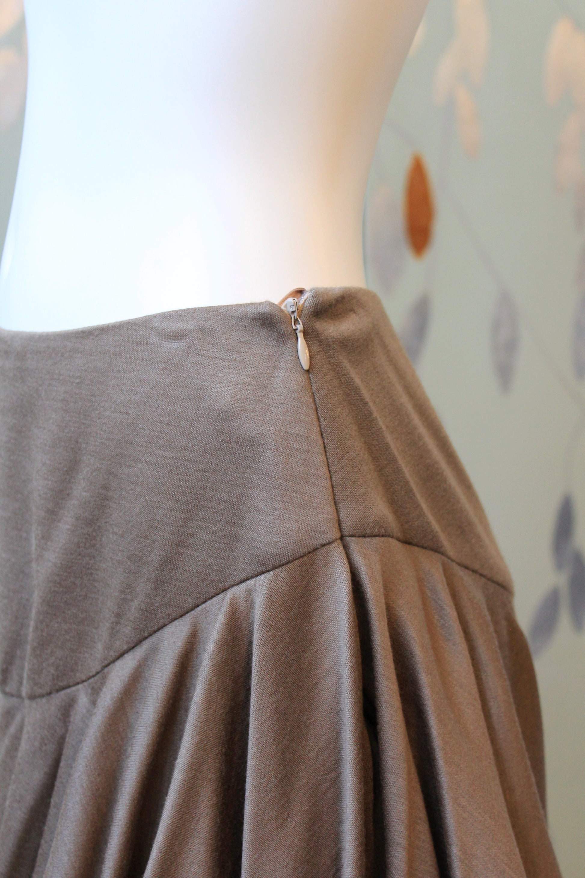 1980s Mariola Mayer Dark Taupe 3PC, Ruffle Skirt/Top/Jacket Matching Set, Small/Medium