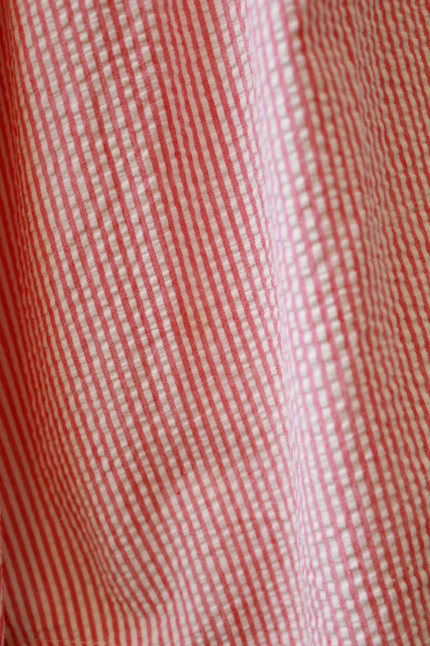 1940s Pink And White Striped Seersucker Dress, Small