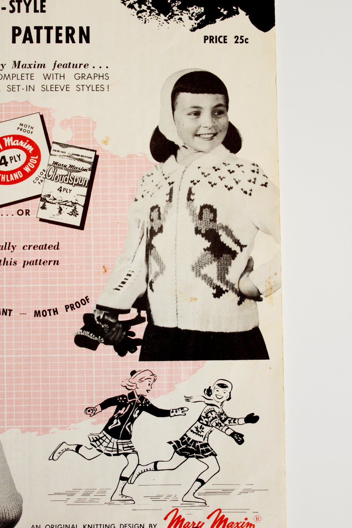 1950s Mary Maxim Boys Or Girls 4 ply Kitting Pattern 464, Dancing Blades Cardigan