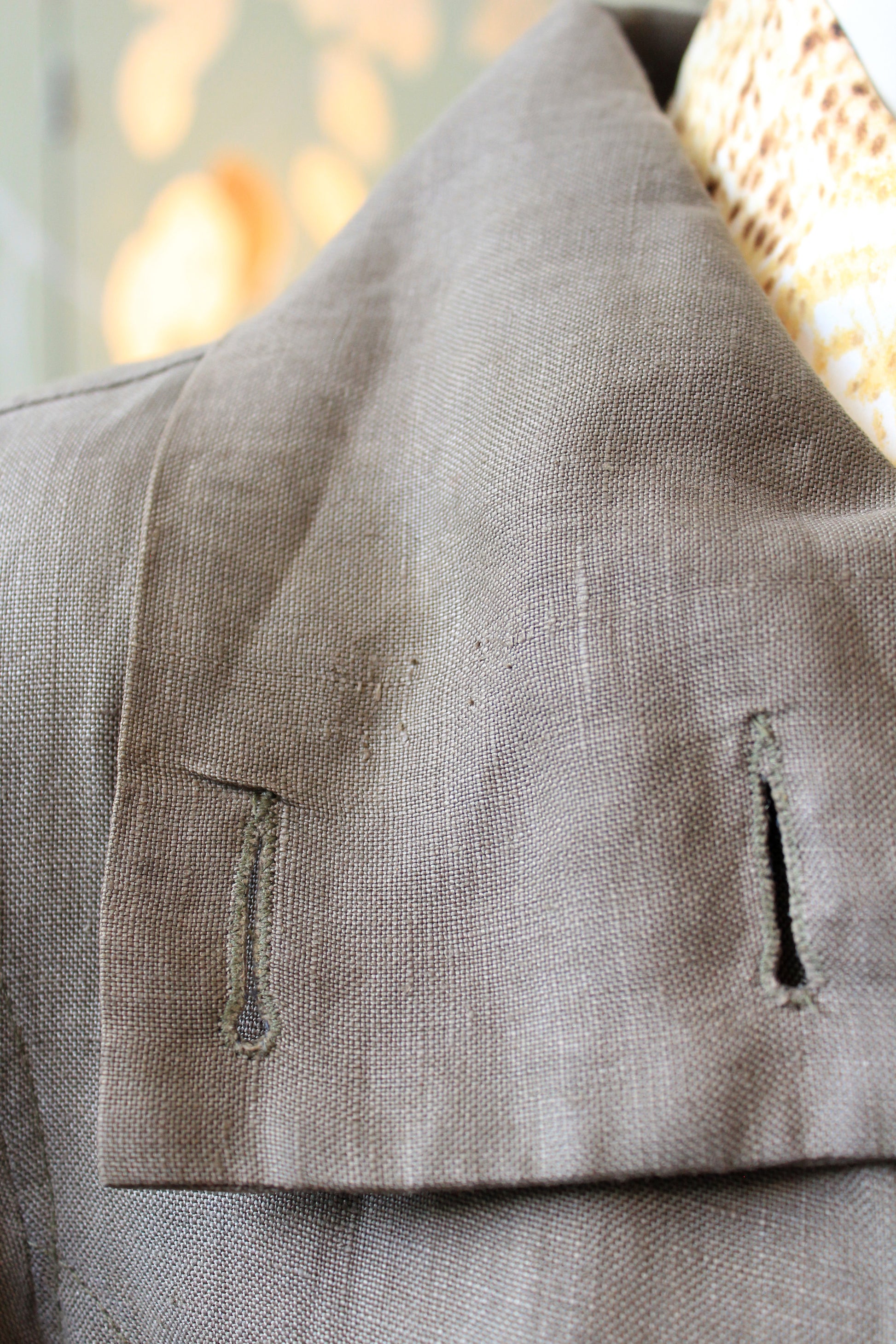 1990s Nina Mdvani Timeless Grey Linen Collared Jacket Jacket, XS