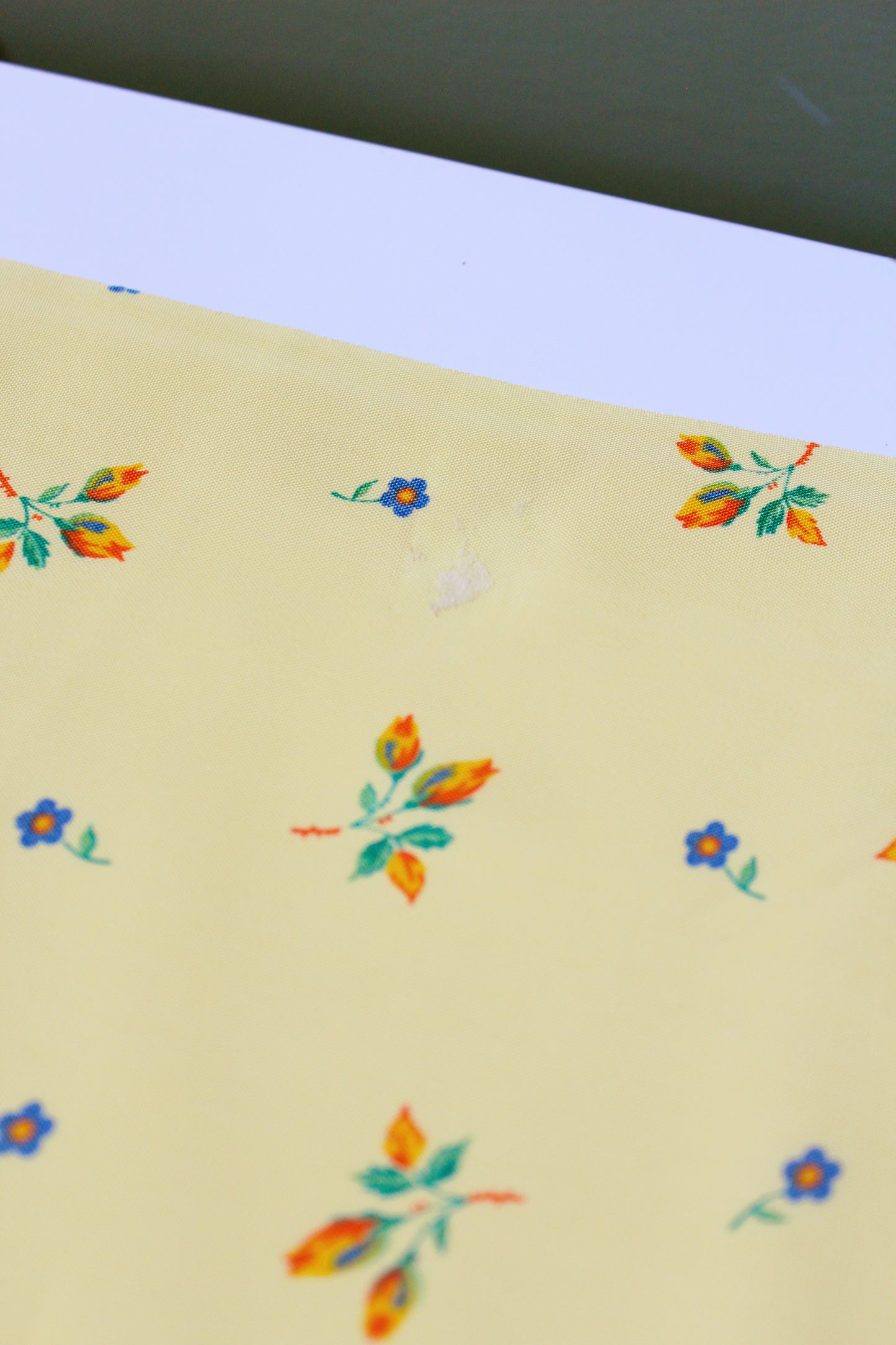 1940s Butter Yellow Small Ditsy Floral Print Rayon Sewing Fabric, 7 Yards