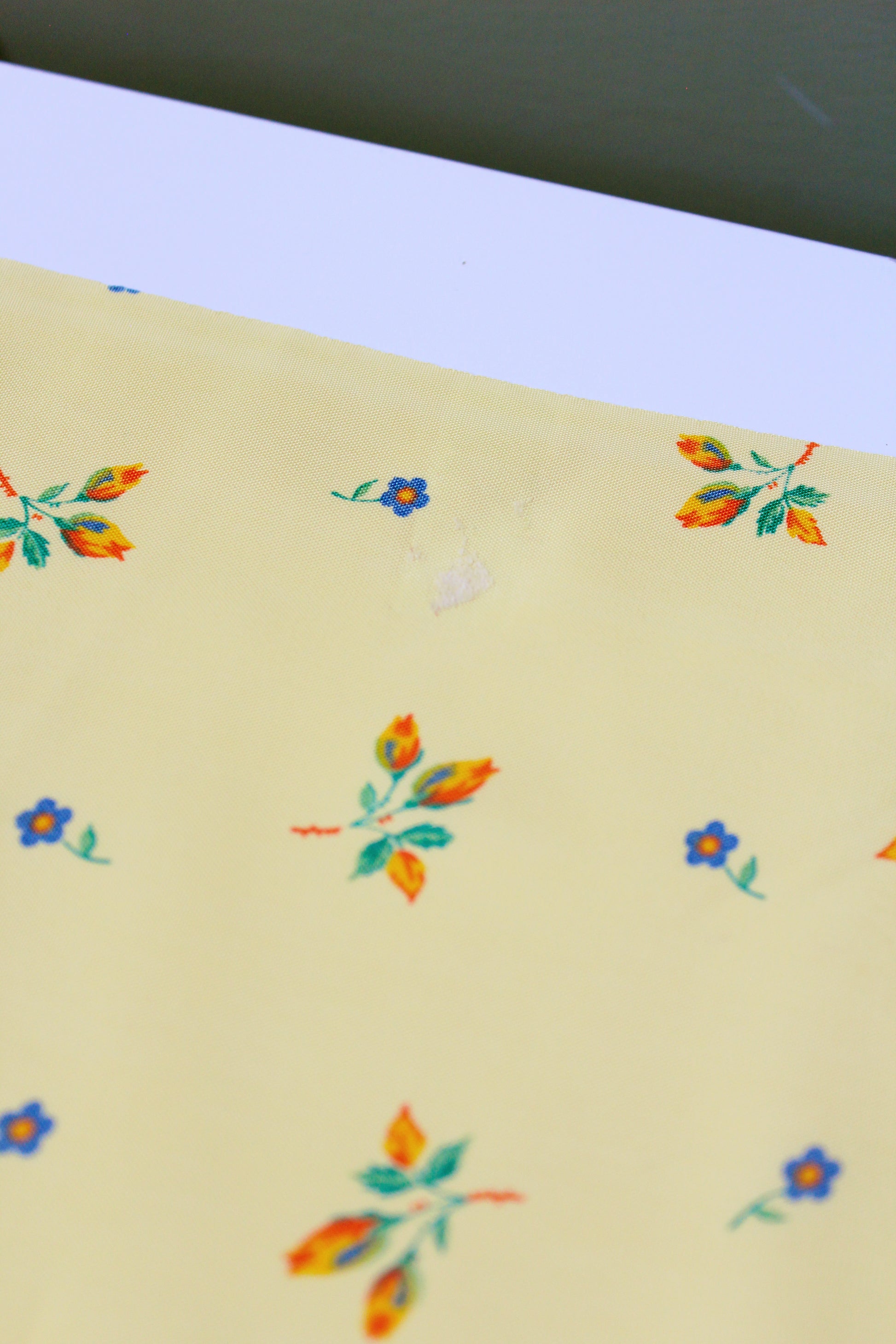1940s Butter Yellow Small Ditsy Floral Print Rayon Sewing Fabric, 7 Yards