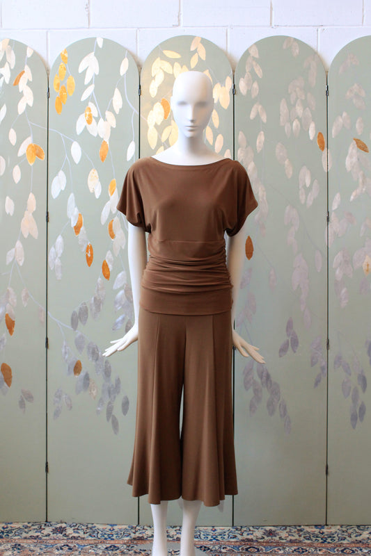 Early 2000s Jones New York Tan Matching Lounge Set, Small 