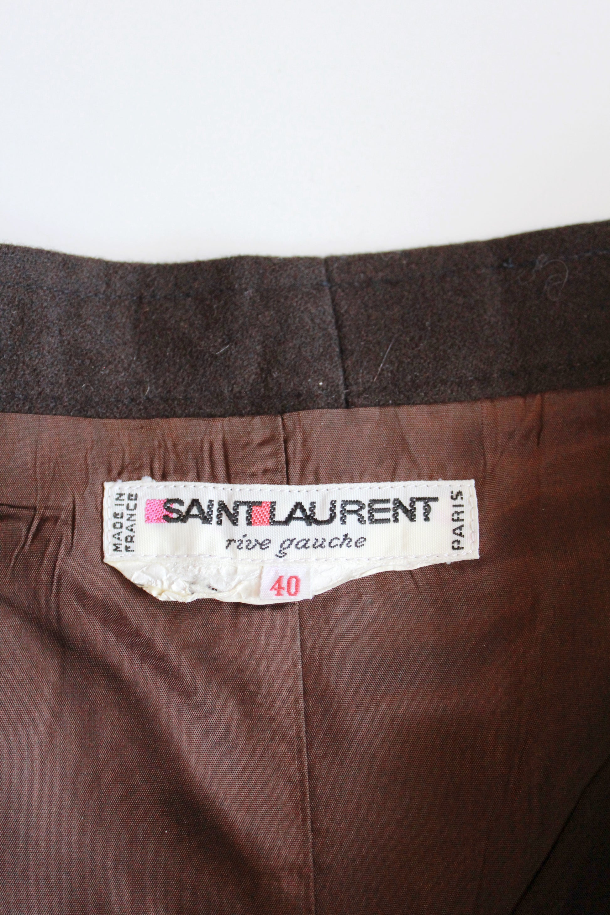 1970s YSL Brown A Line Kick Pleat Wool Skirt, Large 