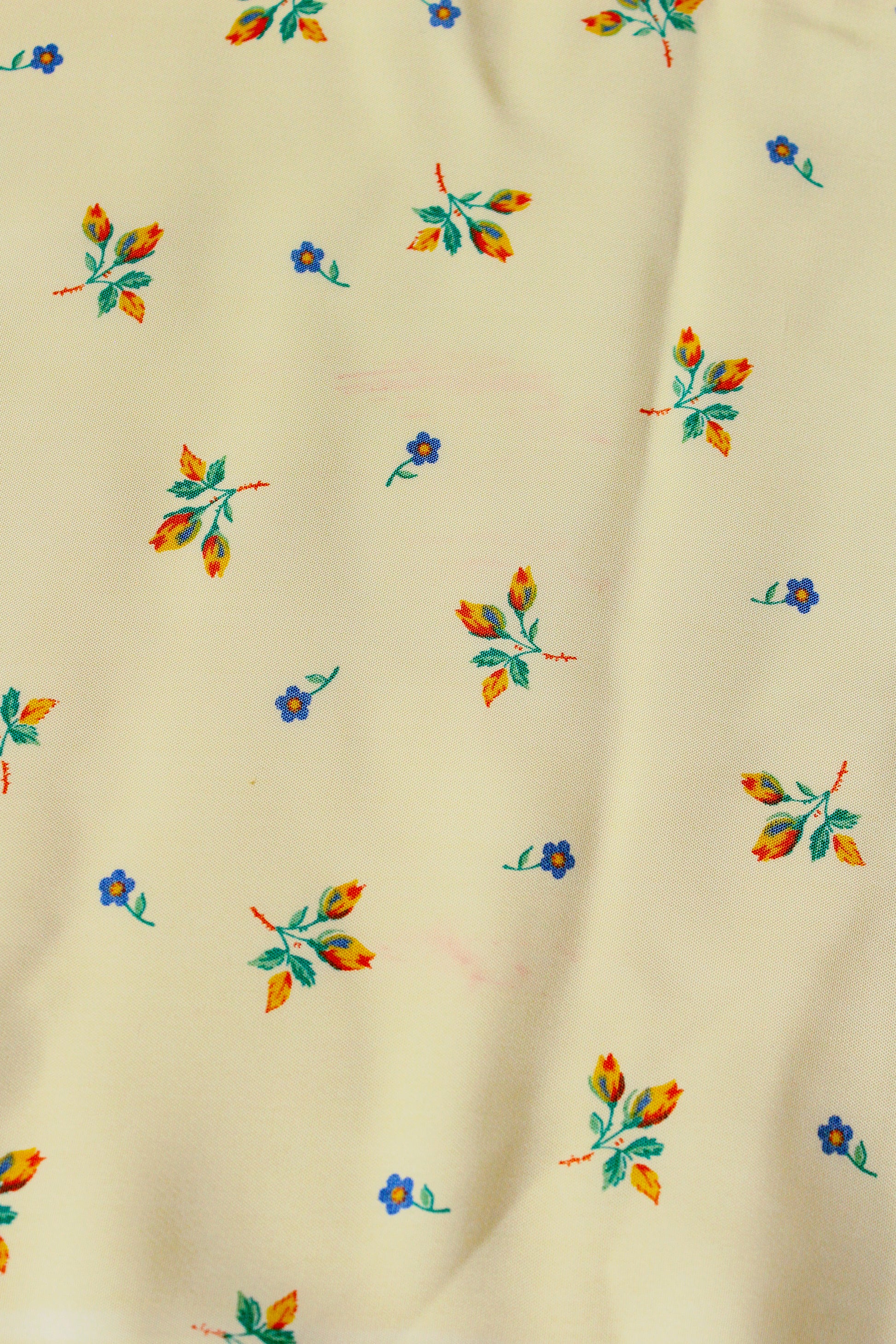 1940s Butter Yellow Small Ditsy Floral Print Rayon Sewing Fabric, 7 Yards
