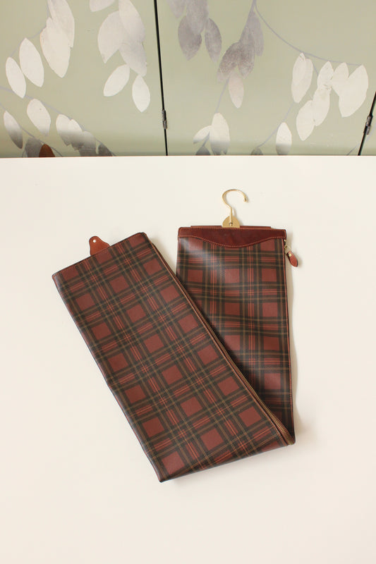 Plaid Polo Ralph Lauren Leather Hanging Travel Tie Case