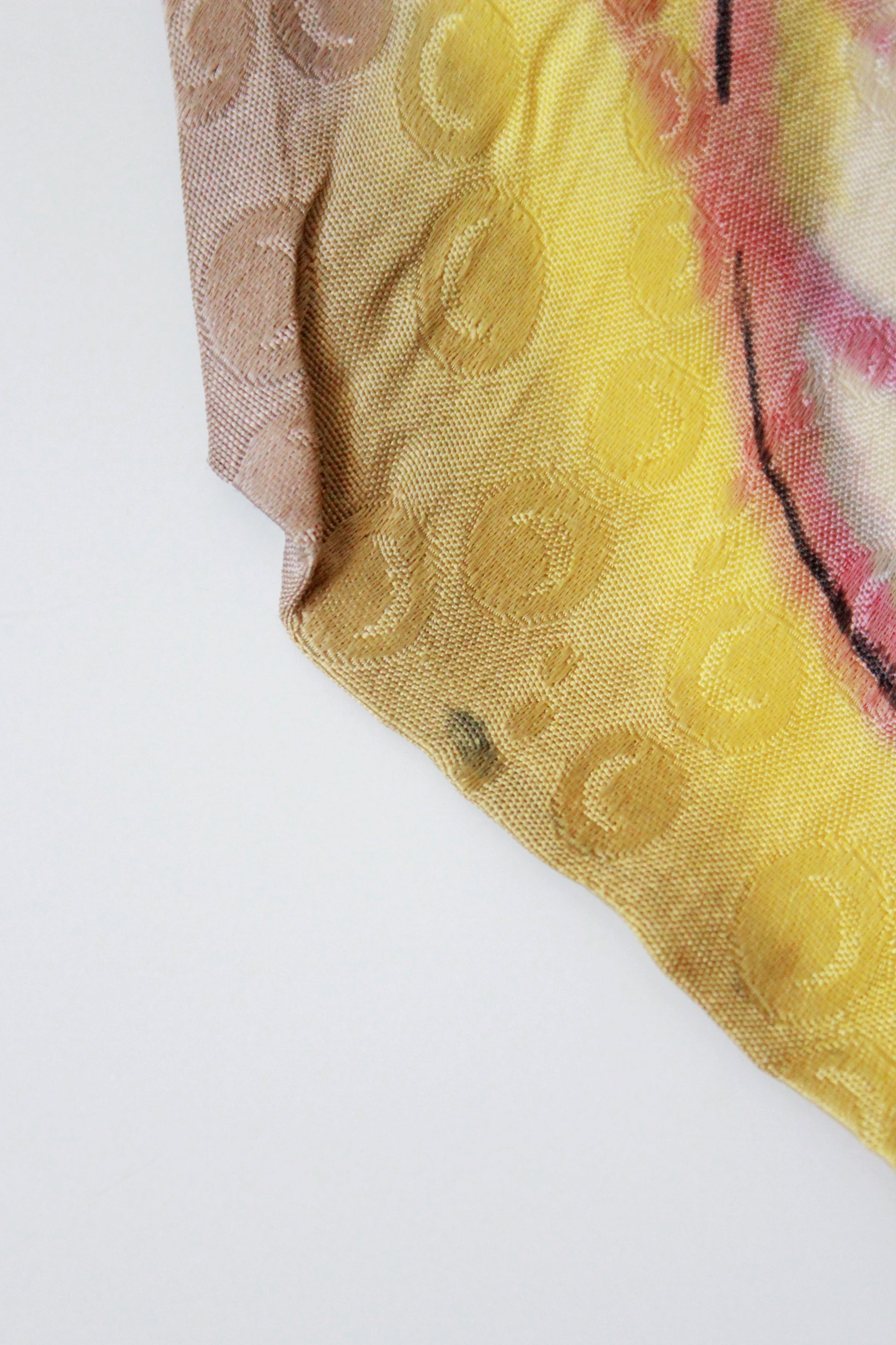 Vintage 1950s Silk Hand Painted Yellow And Taupe Tie