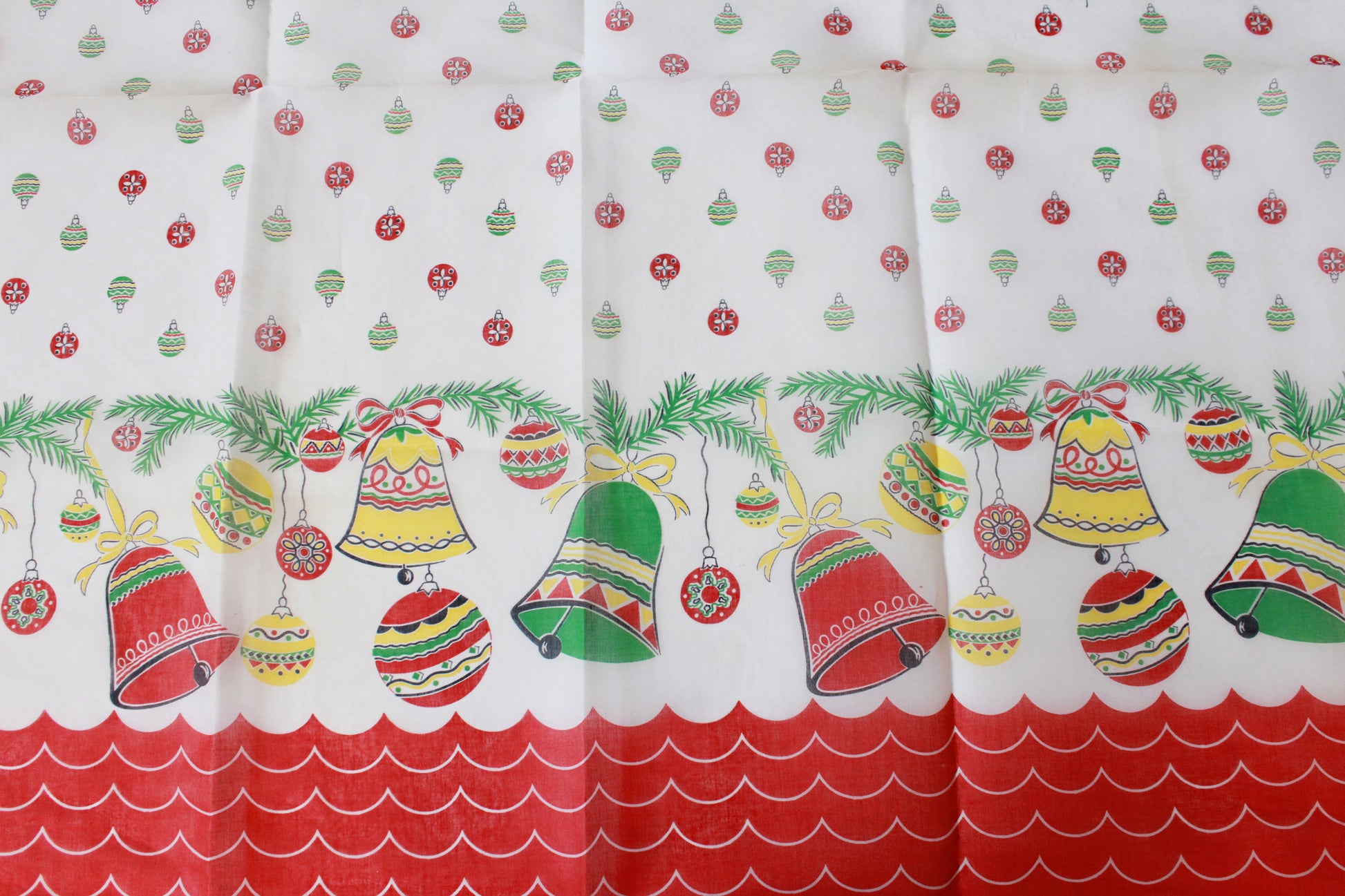 Vintage 1960s Sheer Nylon Christmas Border Print, 2 Yards