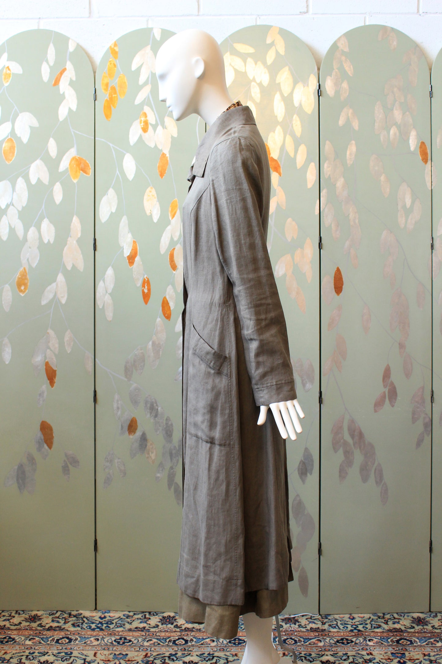 1990s Nina Mdvani Timeless Grey Linen Collared Jacket Jacket, XS