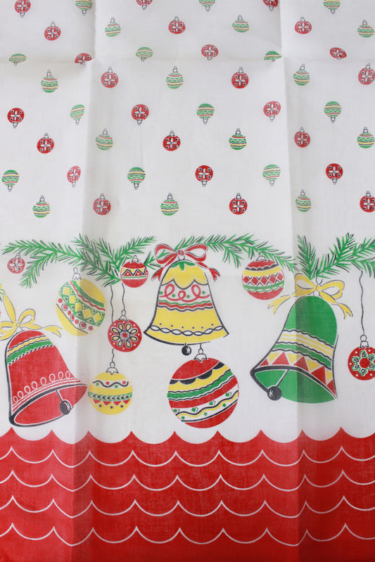 Vintage 1960s Sheer Nylon Christmas Border Print, 2 Yards