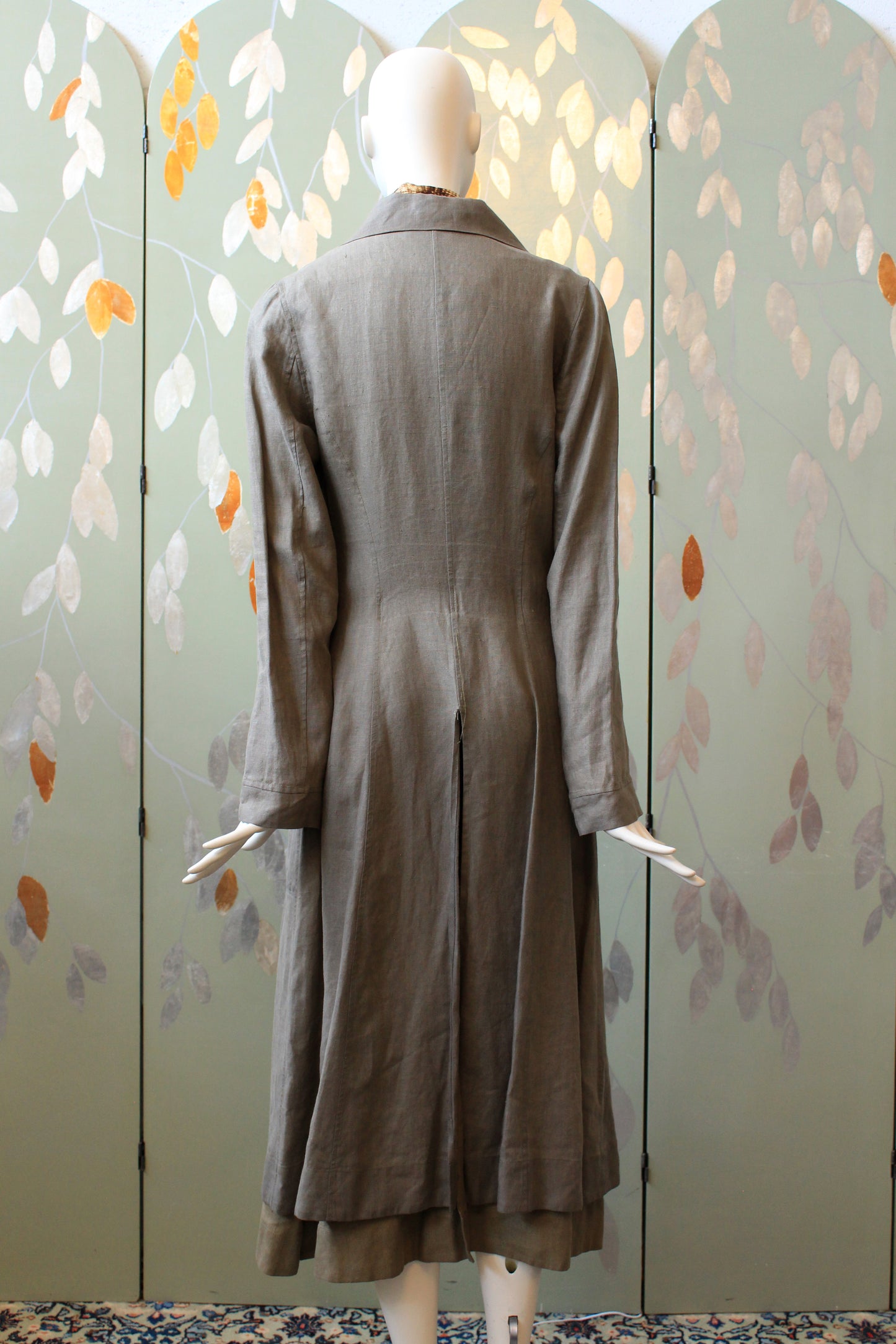 1990s Nina Mdvani Timeless Grey Linen Collared Jacket Jacket, XS