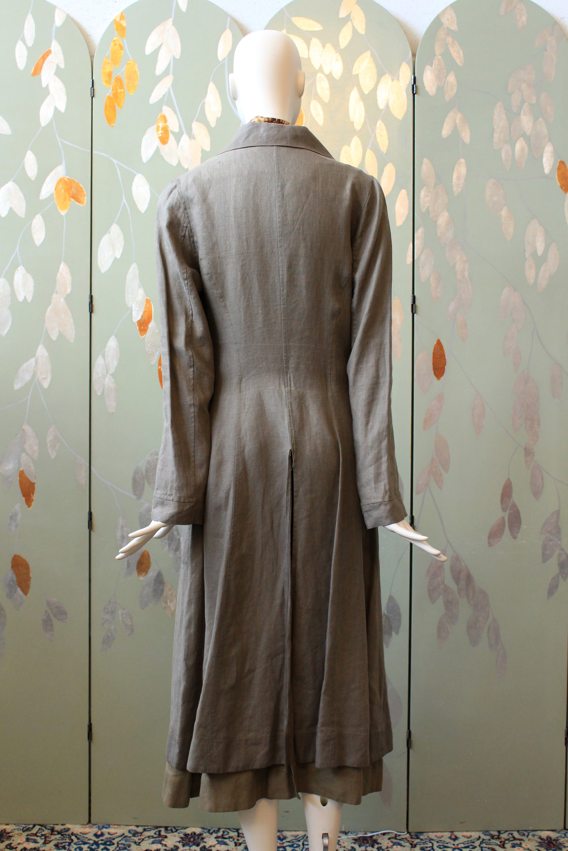 1990s Nina Mdvani Timeless Grey Linen Collared Jacket Jacket, XS