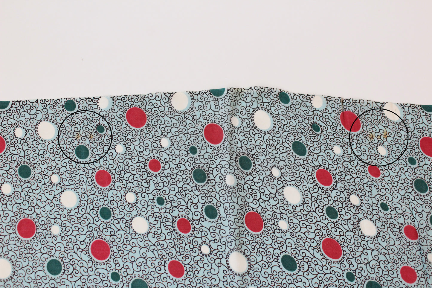 1940s Turquoise With Magenta And White Circles Rayon Fabric , 3.7 Yards