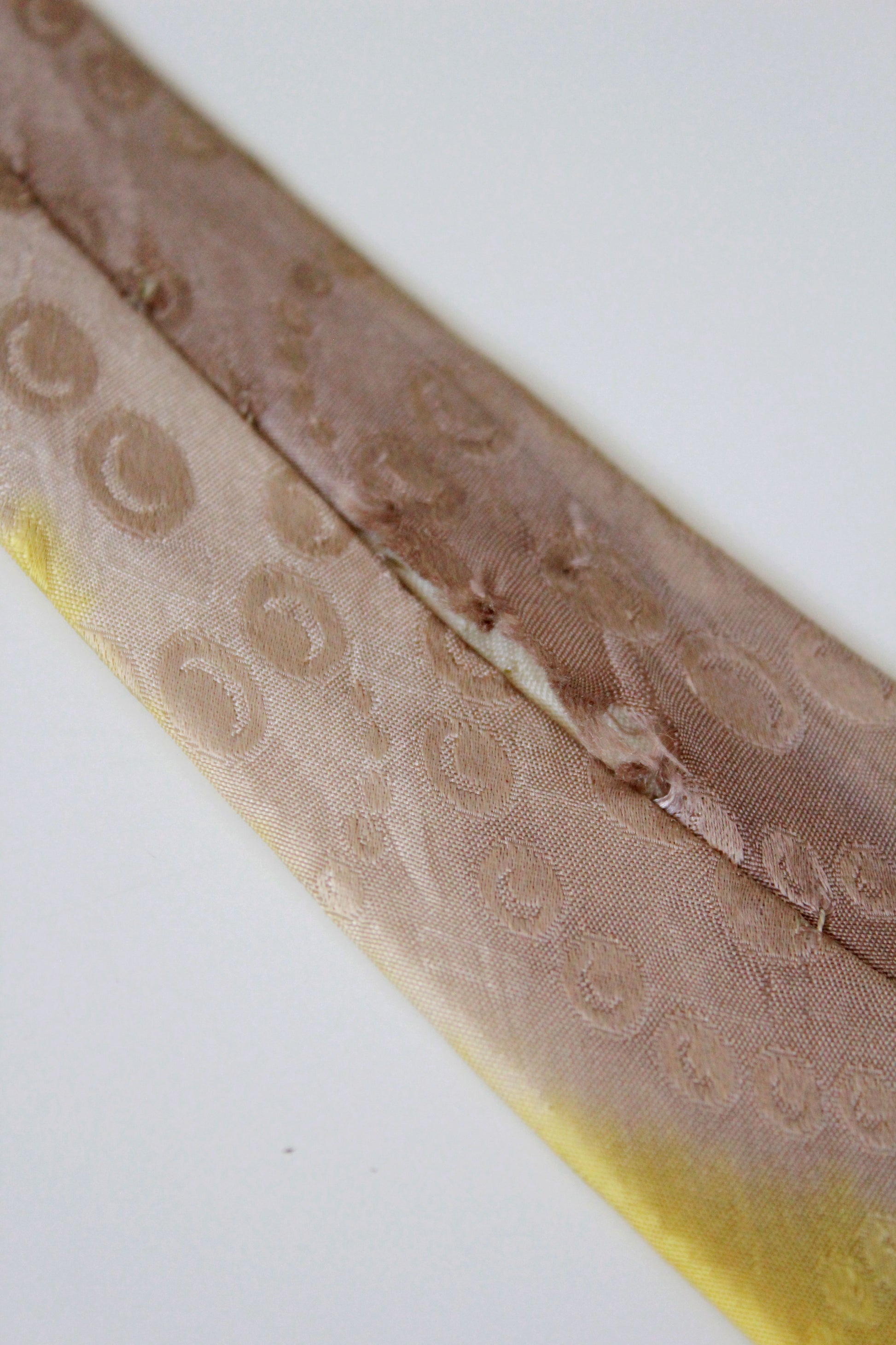 Vintage 1950s Silk Hand Painted Yellow And Taupe Tie