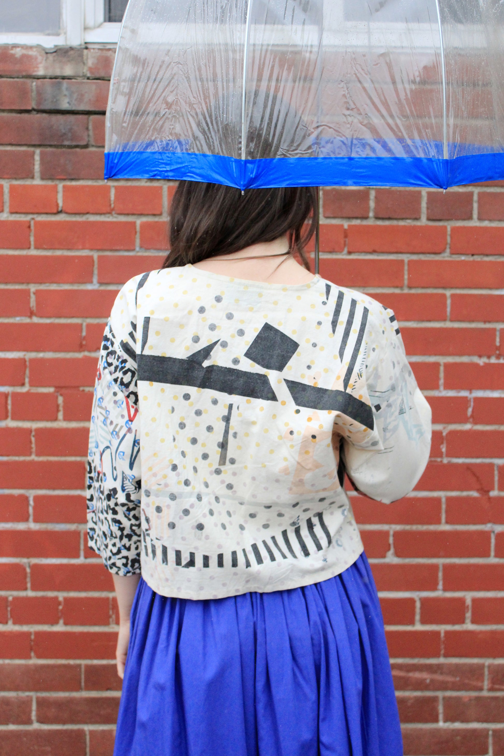 Vintage 1990s Hand Printed Button-Up Canadiana Crop Top, Large