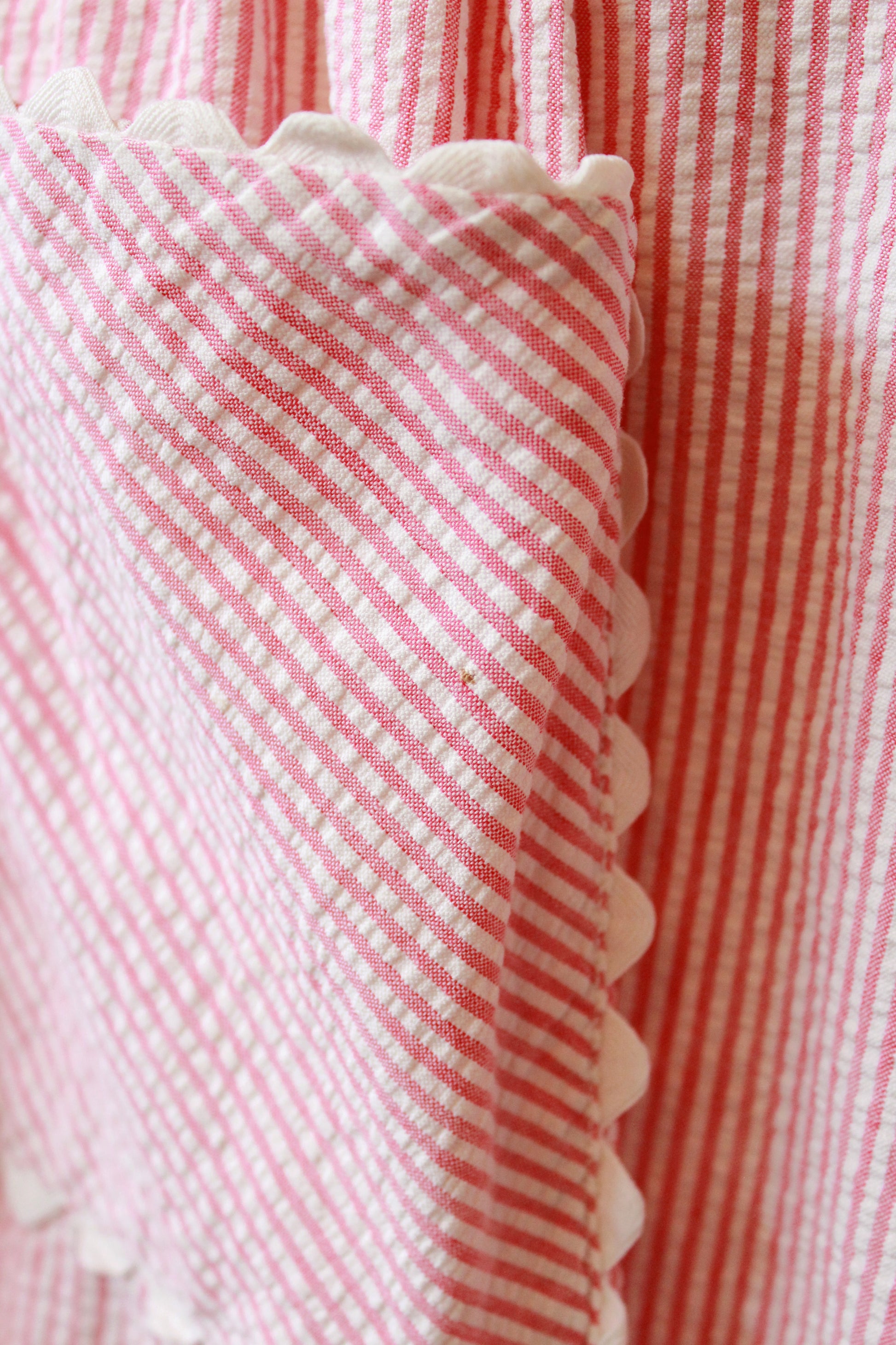 1940s Pink And White Striped Seersucker Dress, Small