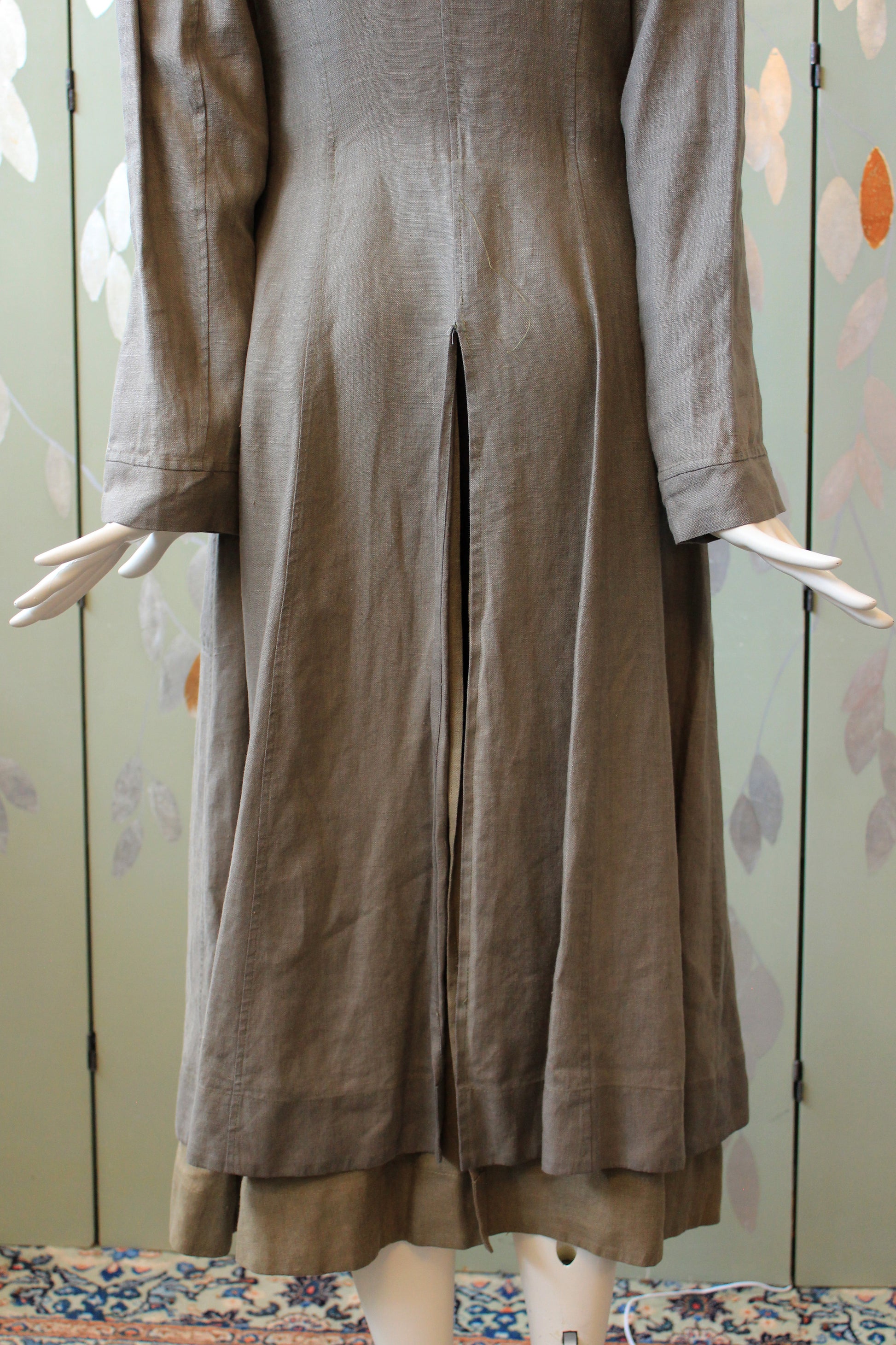 1990s Nina Mdvani Timeless Grey Linen Collared Jacket Jacket, XS