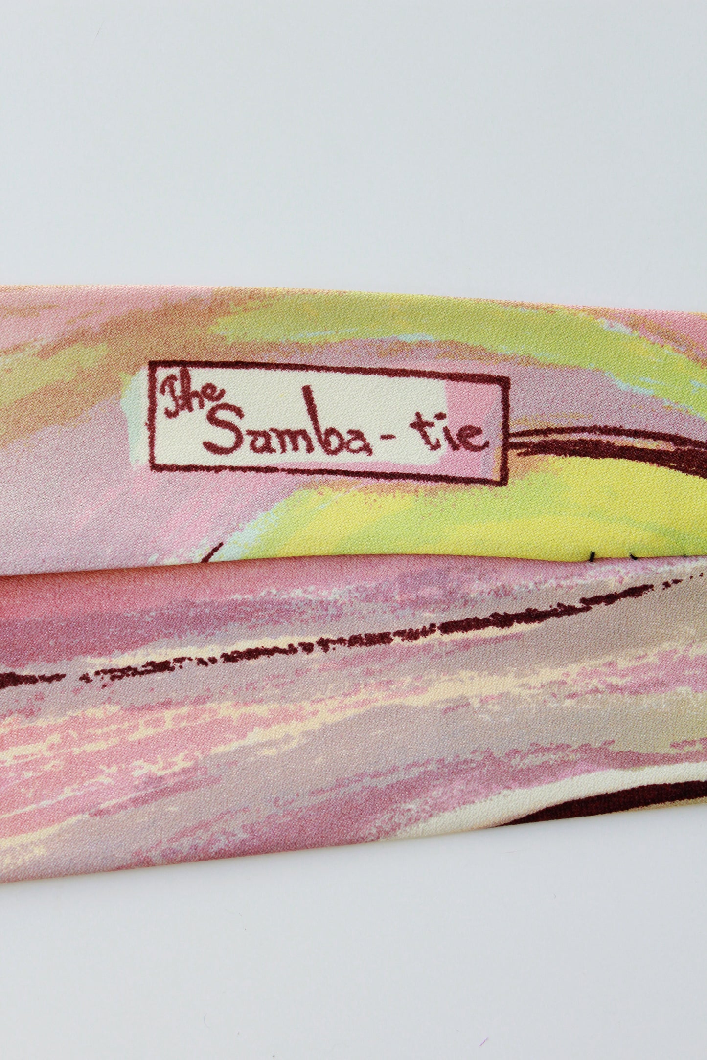 Vintage 1950s Pastel Hand Painted The Samba Mid Century Abstract Tie