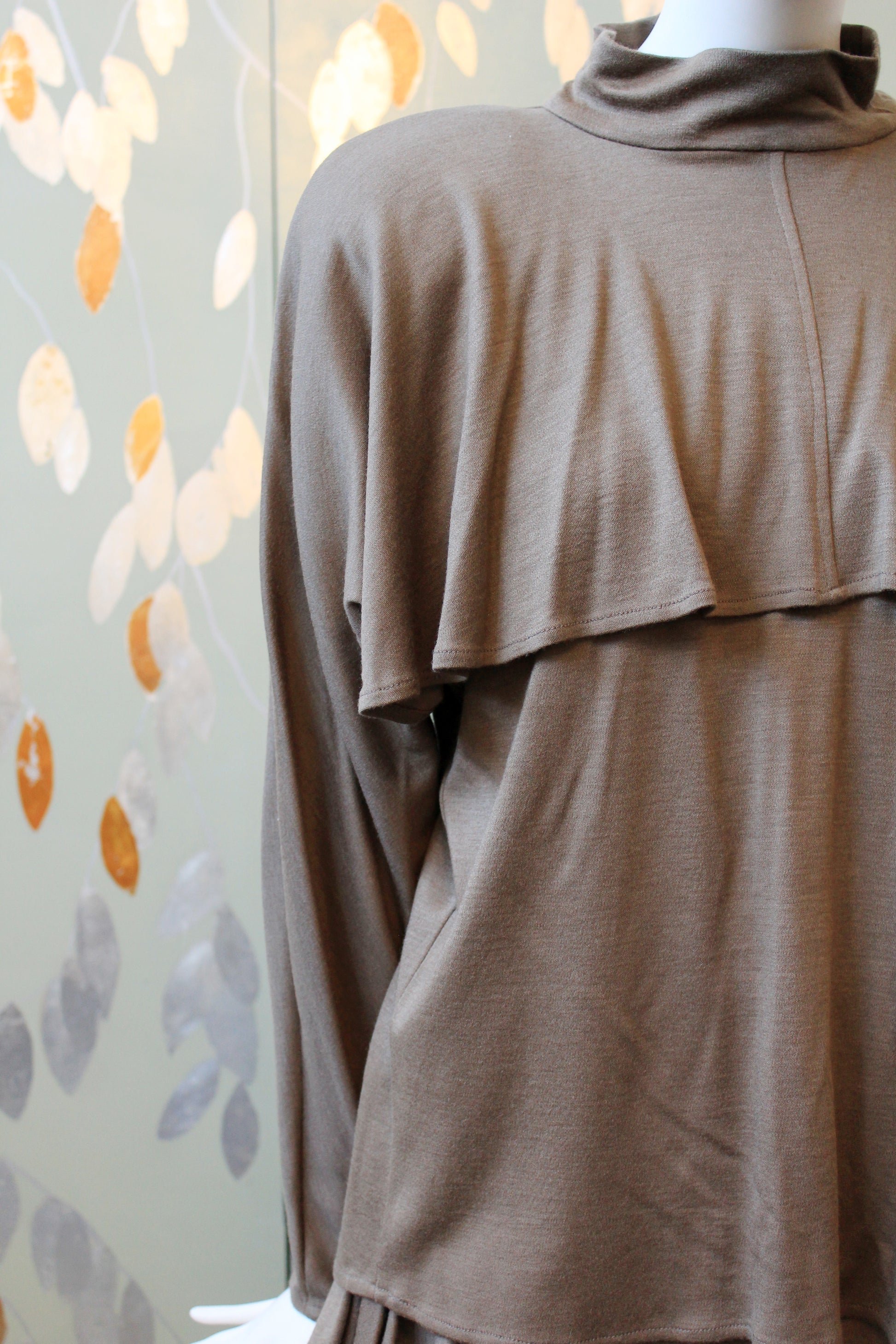 1980s Mariola Mayer Dark Taupe 3PC, Ruffle Skirt/Top/Jacket Matching Set, Small/Medium