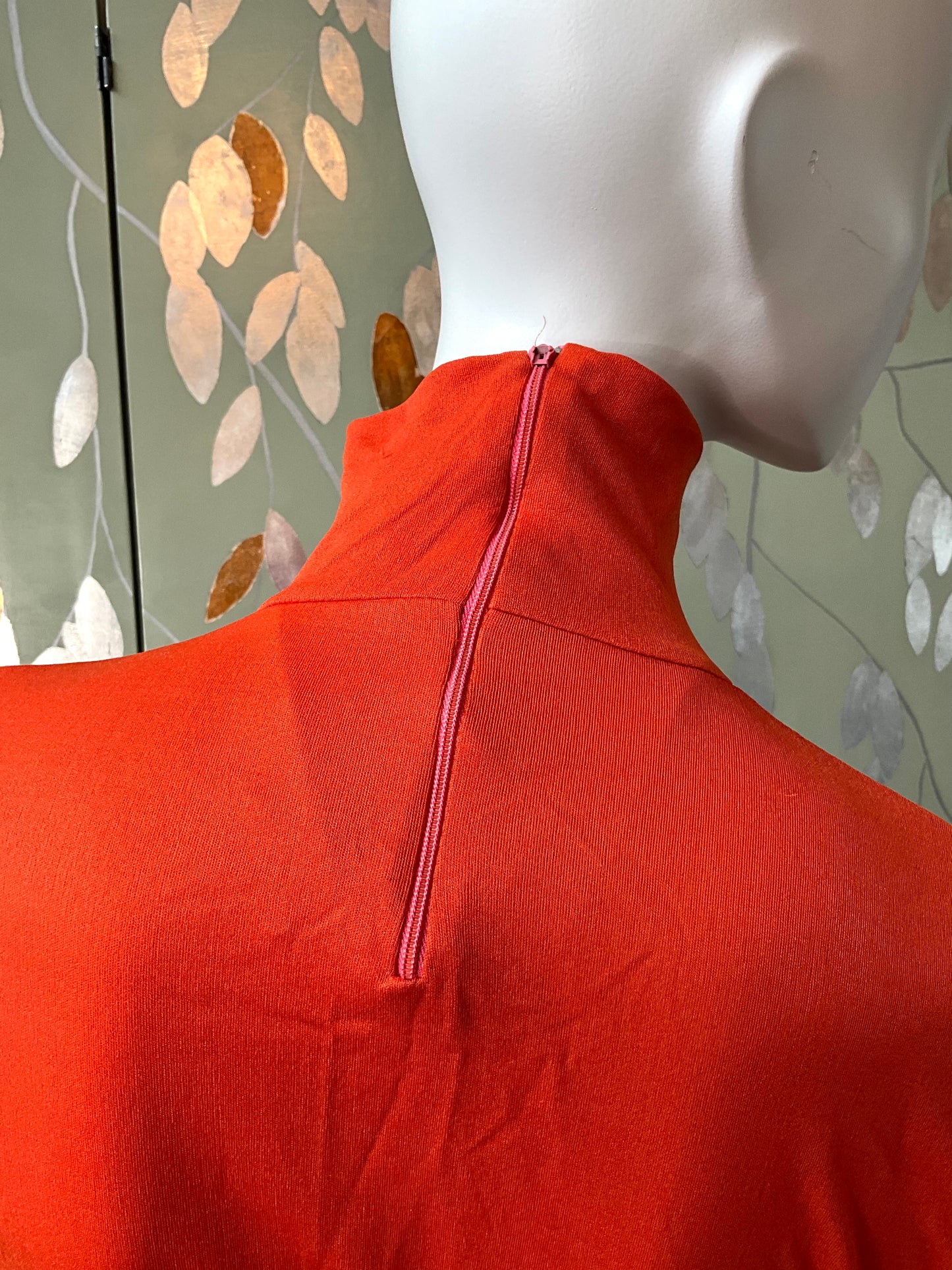 Vintage 1970s Orange Turtleneck Shell Top, Medium