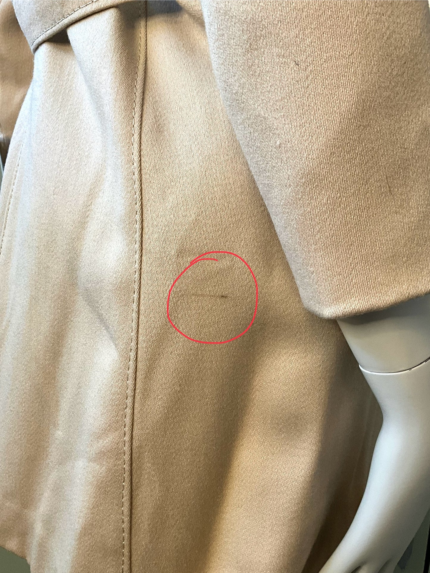 Vintage 1970s Beige Wool Double Breast Pea Coat with Gold Lion Head Belt, XS/S