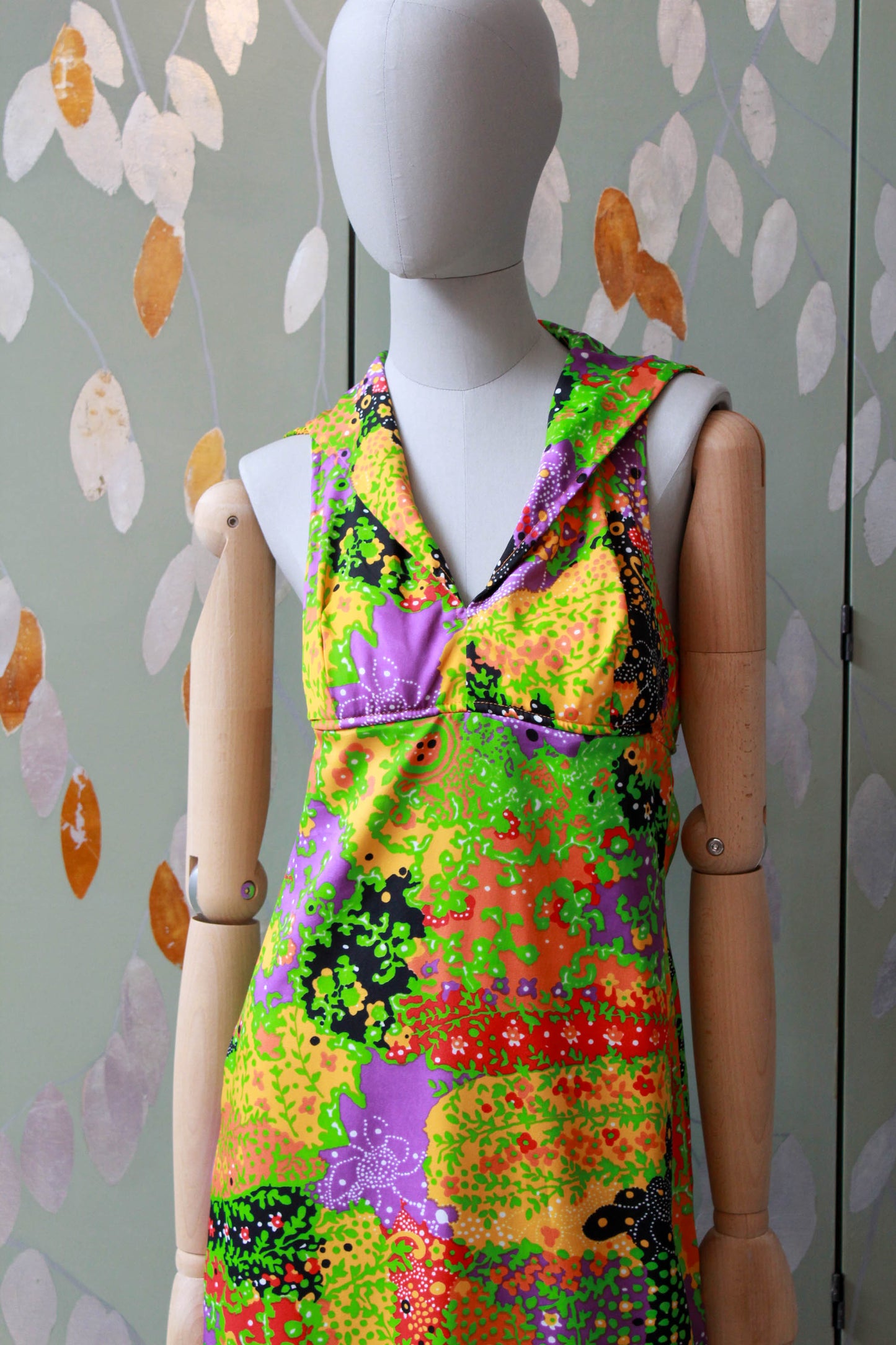 1970s Floral Halter Dress, XS