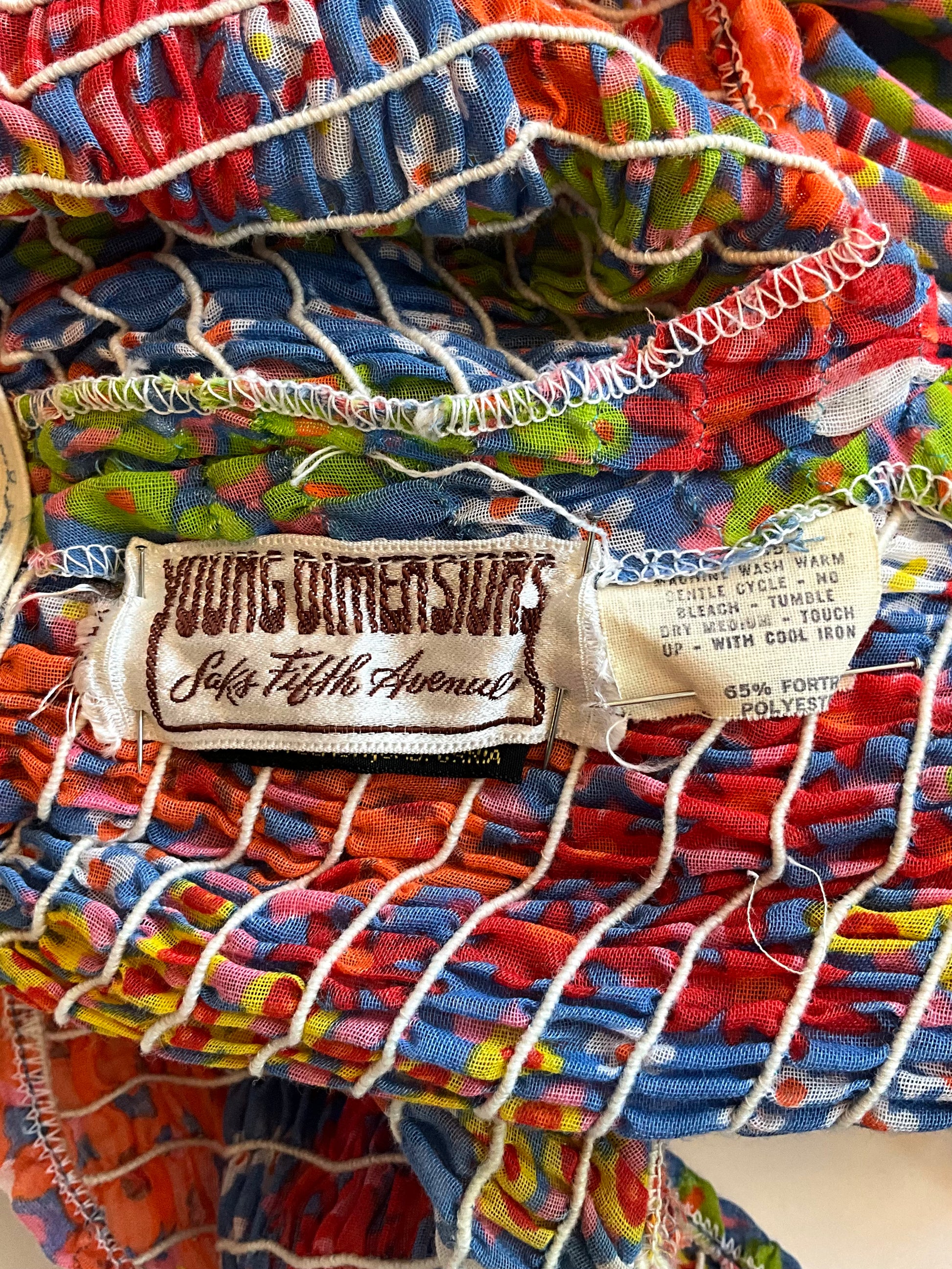 Colorful fabric with a label 