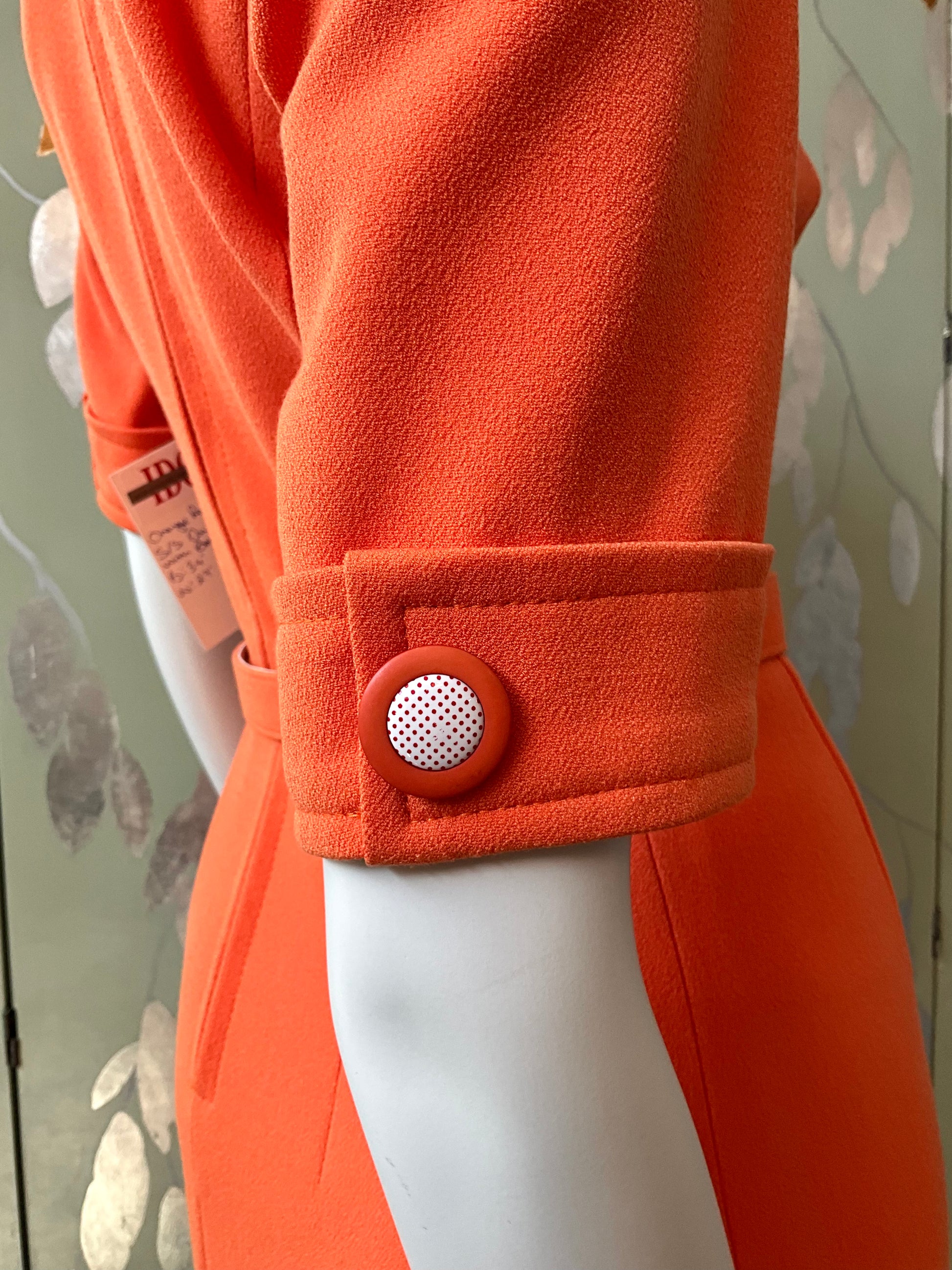 Reproduction 1970s Orange Short Sleeve Shirt Dress with Belt, Small 