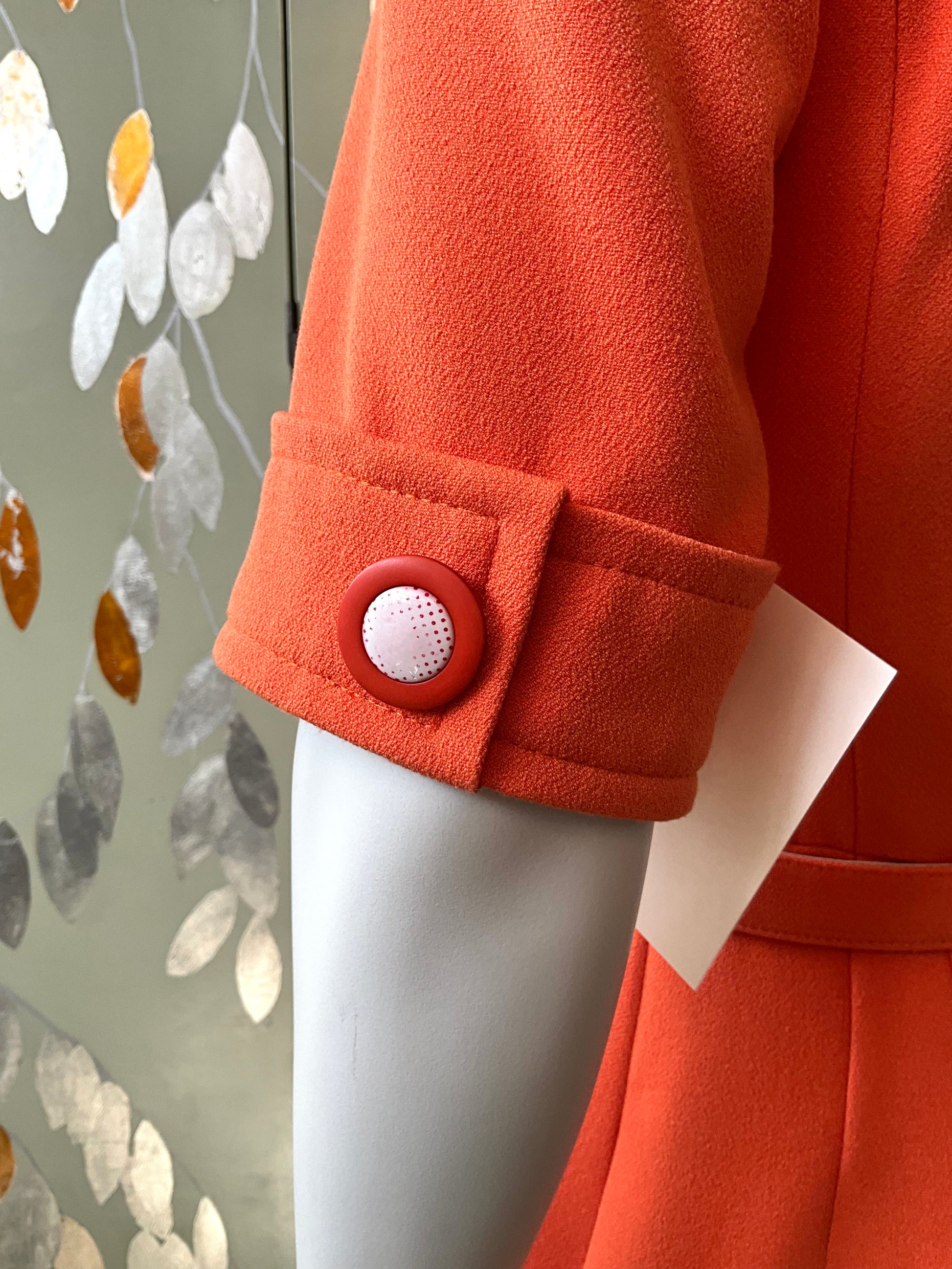 Reproduction 1970s Orange Short Sleeve Shirt Dress with Belt, Small 