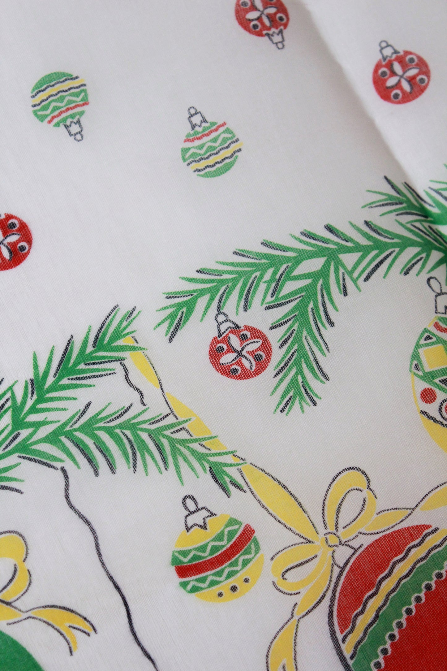 Vintage 1960s Sheer Nylon Christmas Border Print, 2 Yards